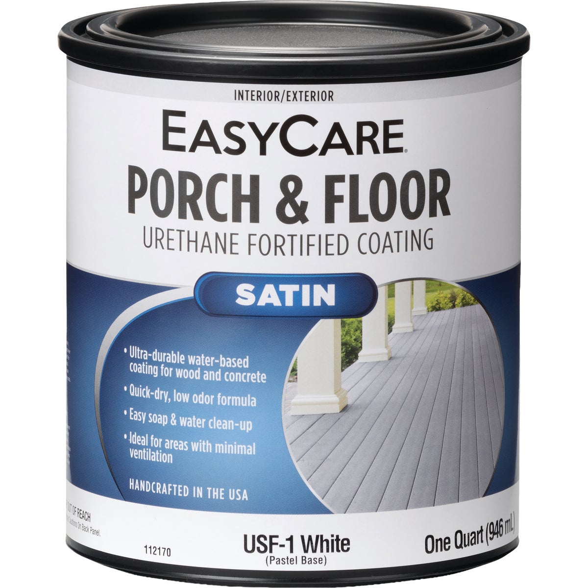 EasyCare Interior/Exterior Urethane Fortified Satin Porch & Floor Coating, White, 1 Qt.