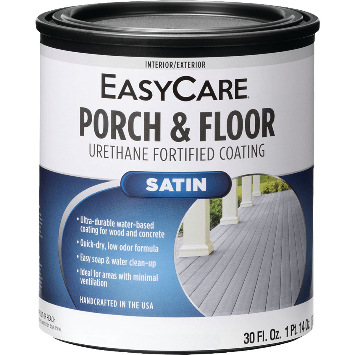 EasyCare Interior/Exterior Urethane Fortified Satin Porch & Floor Coating, Dark Gray, 1 Qt.