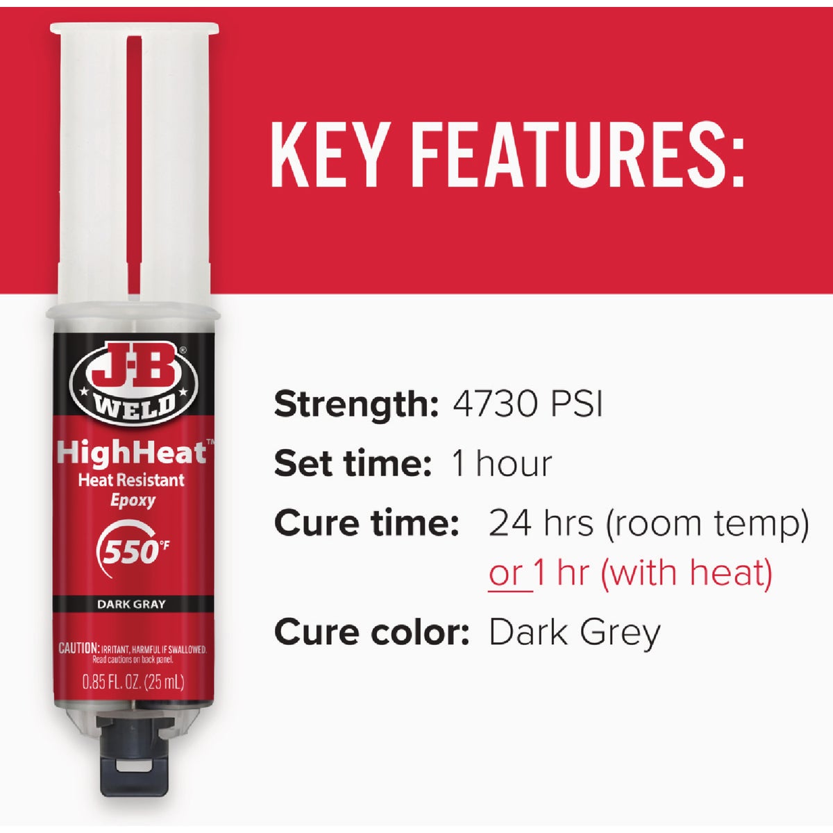 J-B Weld 0.85 Oz. HighHeat Epoxy, Syringe Image 3