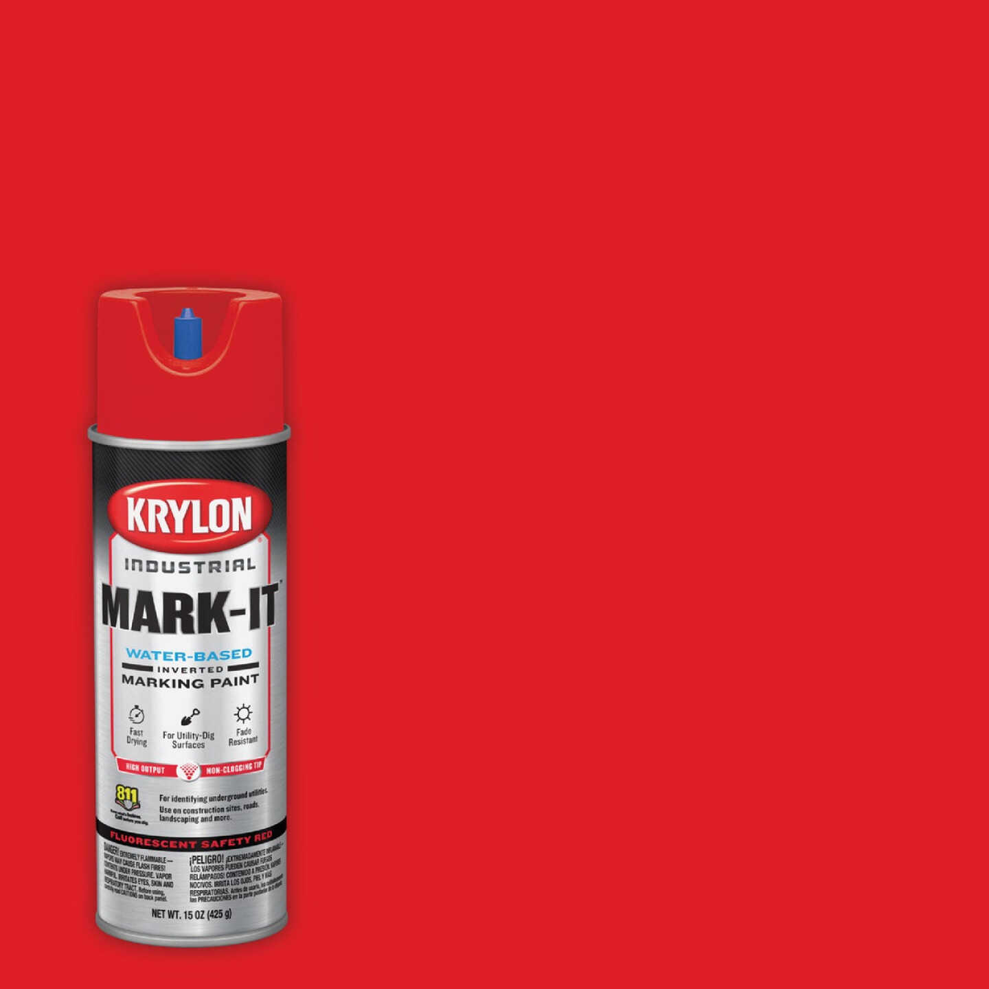 Krylon Mark-It 732408 Industrial WB Fluorescent Red Inverted Marking Paint Image 1