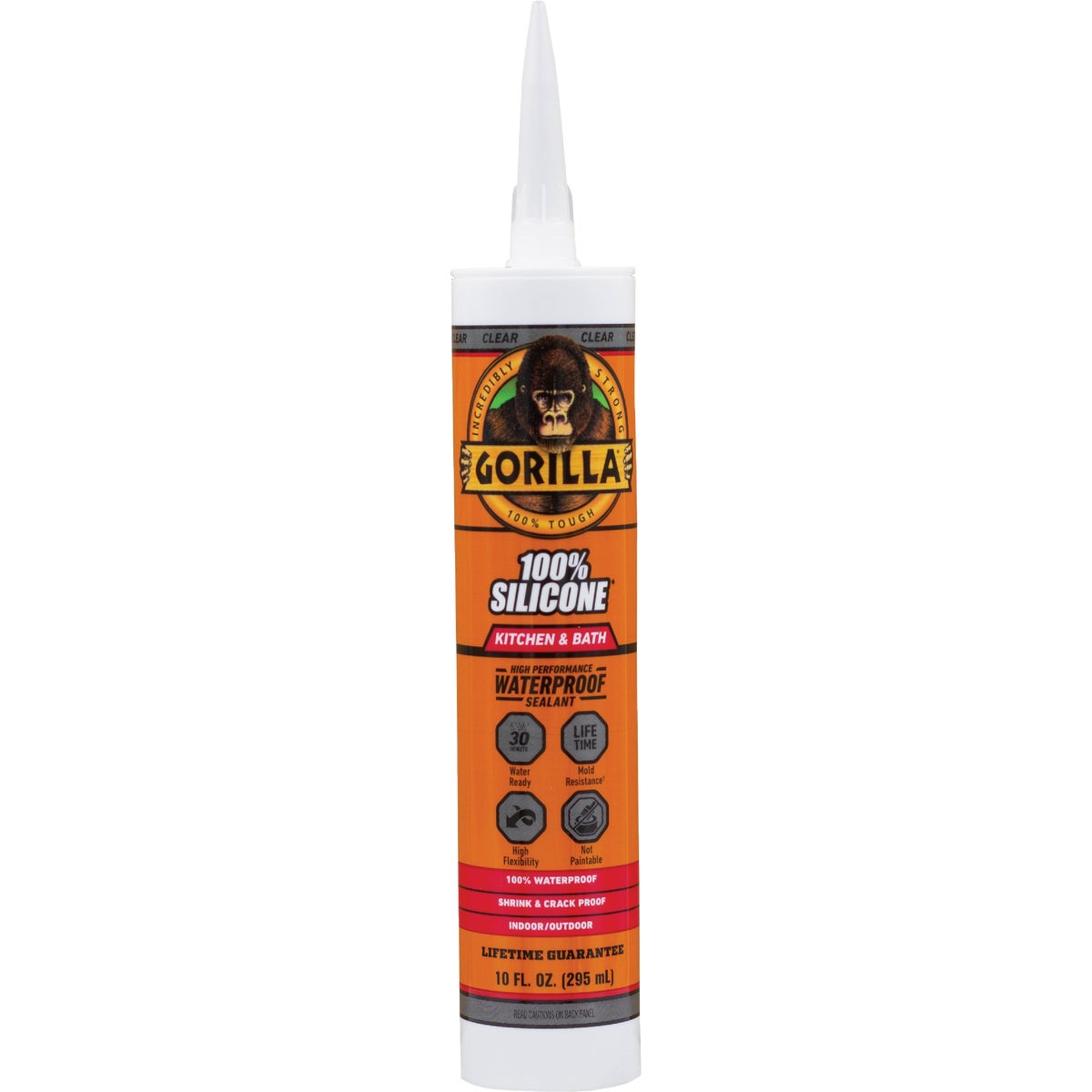 Gorilla 10 Oz. Kitchen & Bath Silicone Sealant Cartridge, Clear