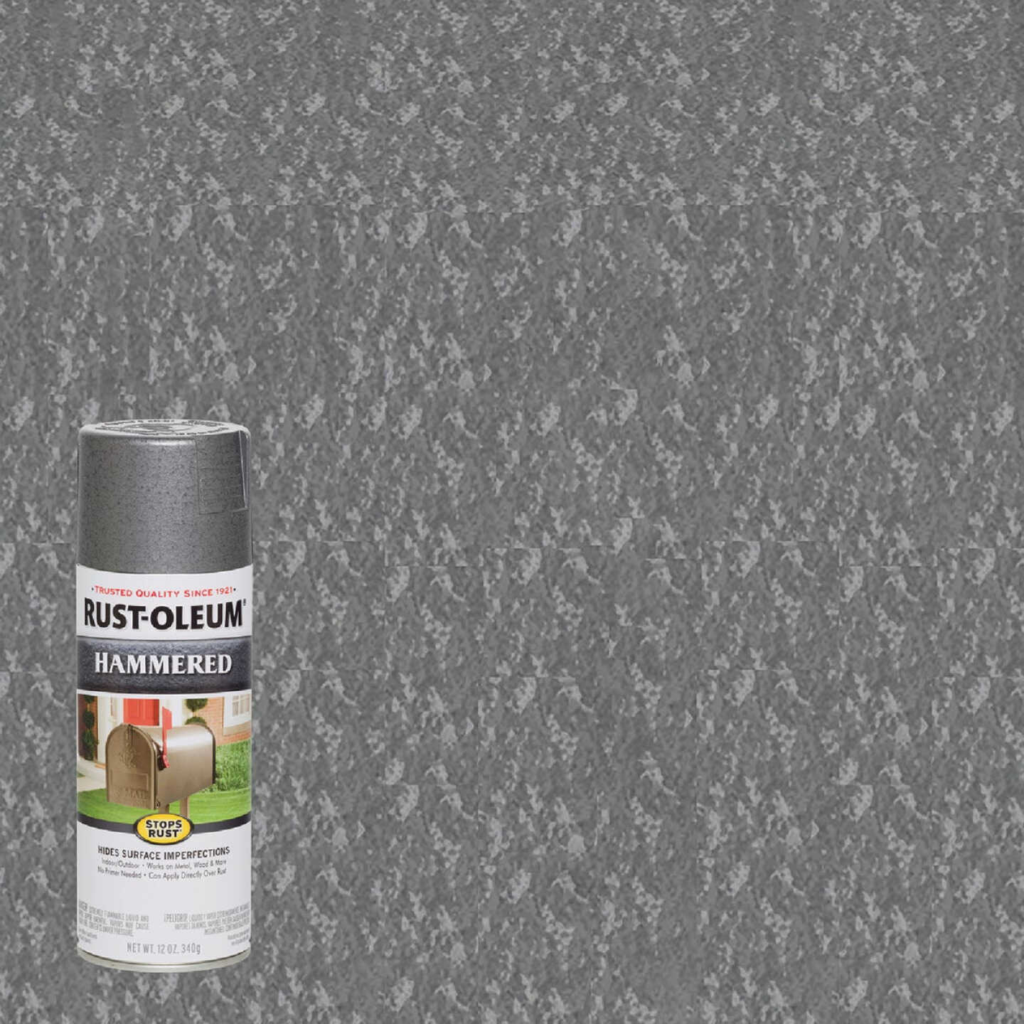 Rust-Oleum Stops Rust Gray Metallic 12 Oz. Hammered Finish Spray Paint Image 1