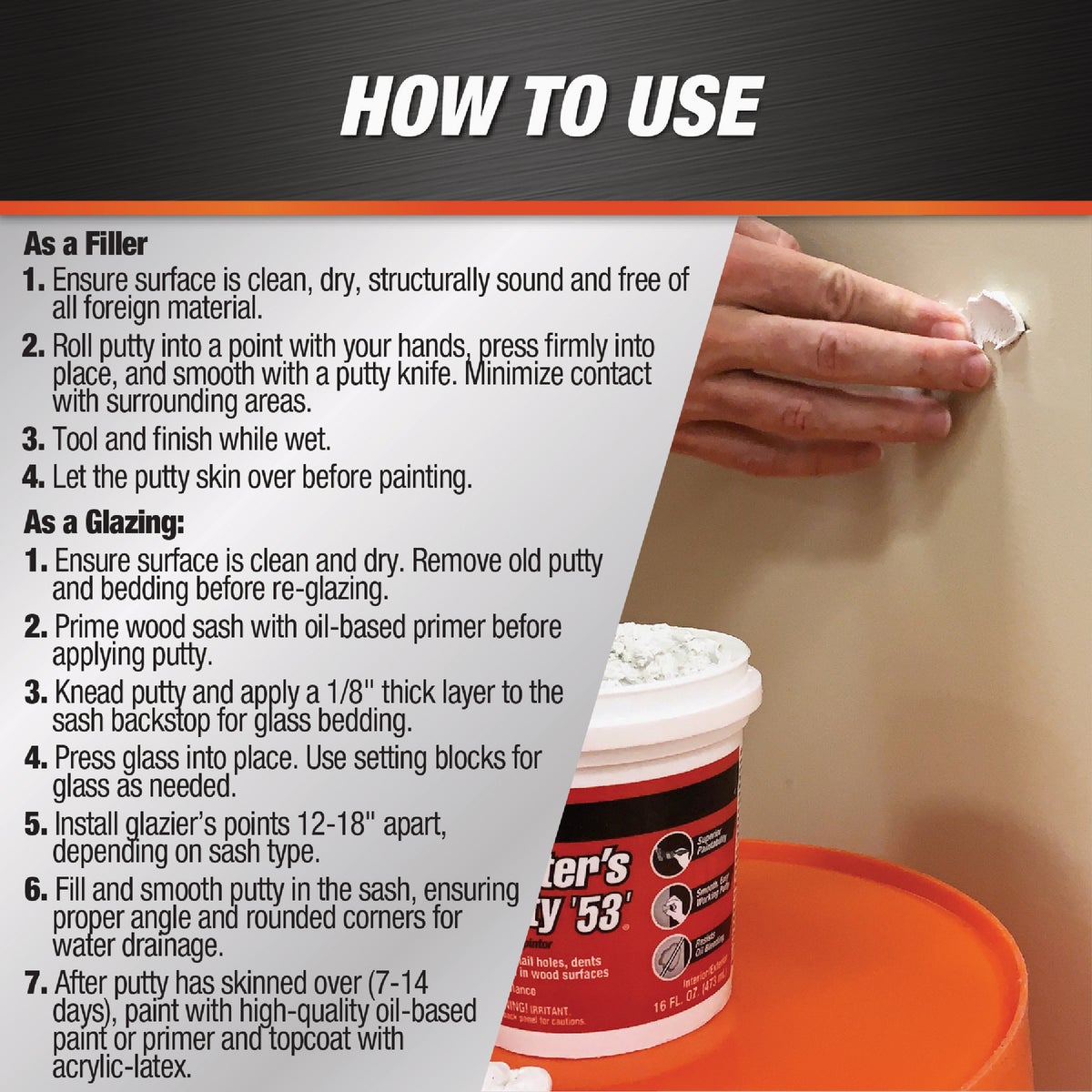 DAP Professional Painters Putty 53 8 Oz. White Patching Compound Image 4