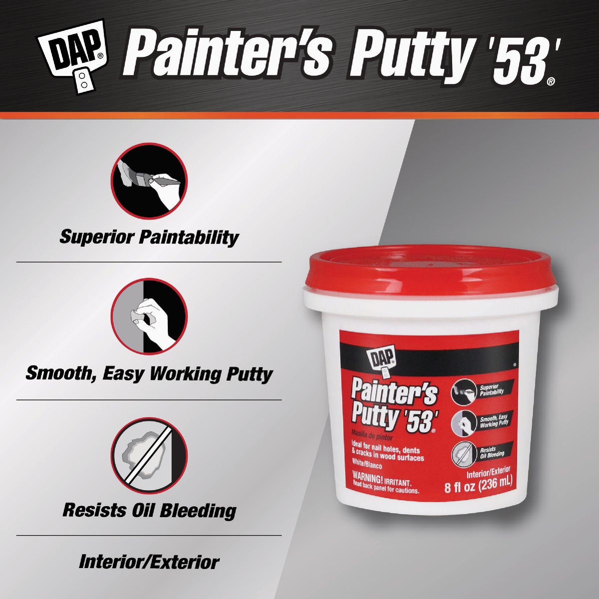 DAP Professional Painters Putty 53 8 Oz. White Patching Compound Image 2