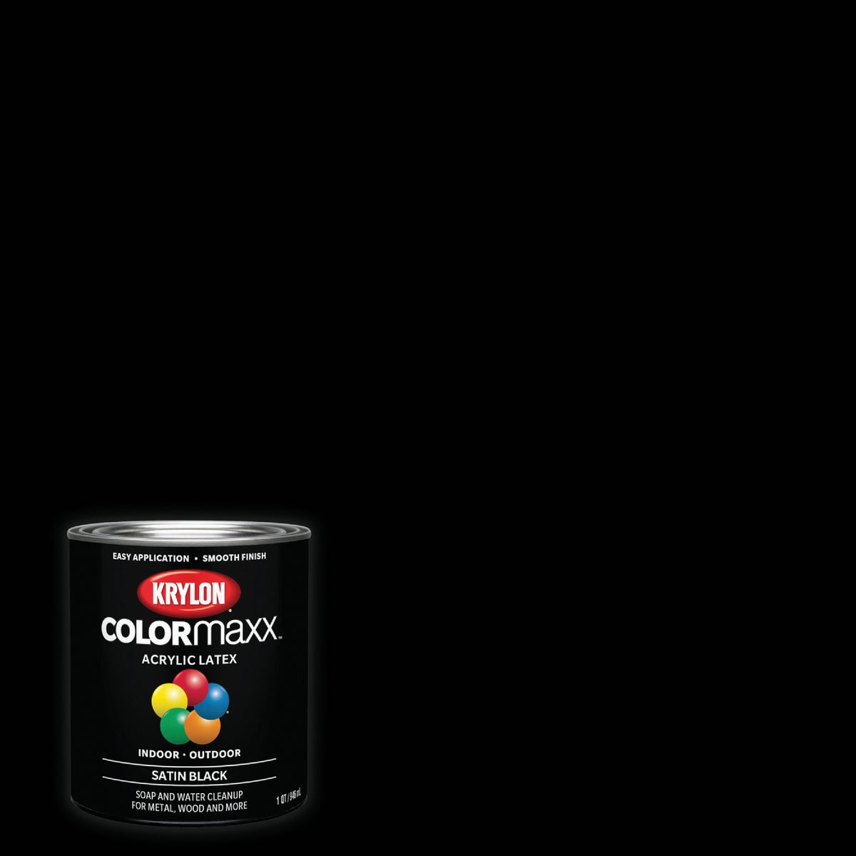 Krylon ColorMaxx Satin Interior/Exterior Acrylic Latex Paint, Black, 1 Qt.