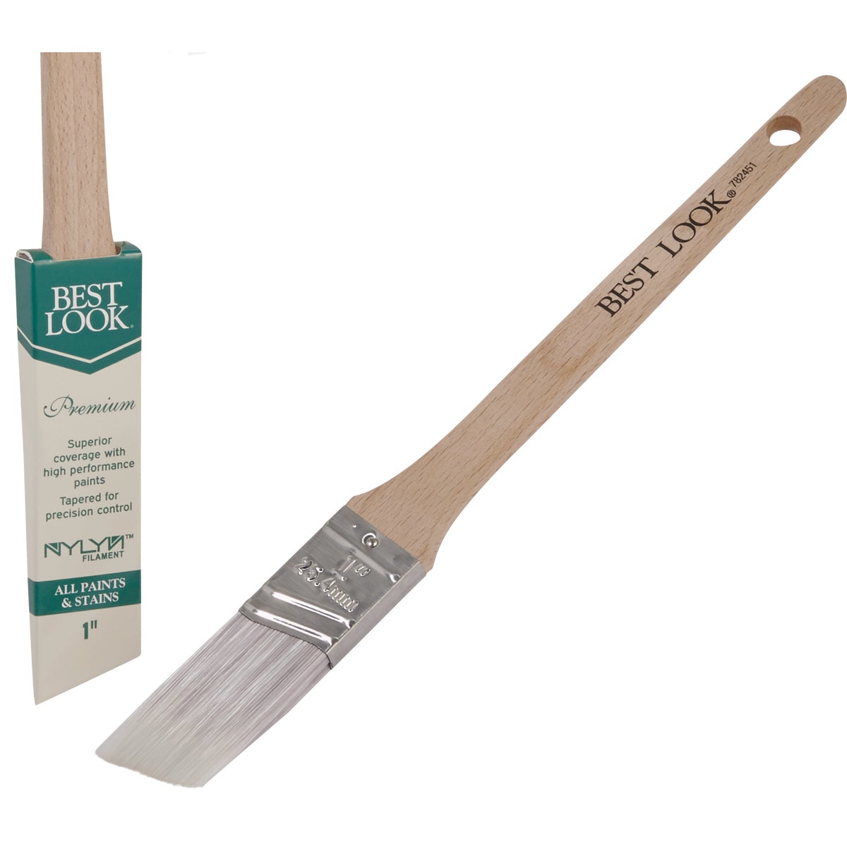Best Look Premium 1 In. Thin Angle Nylyn Paint Brush Image 1