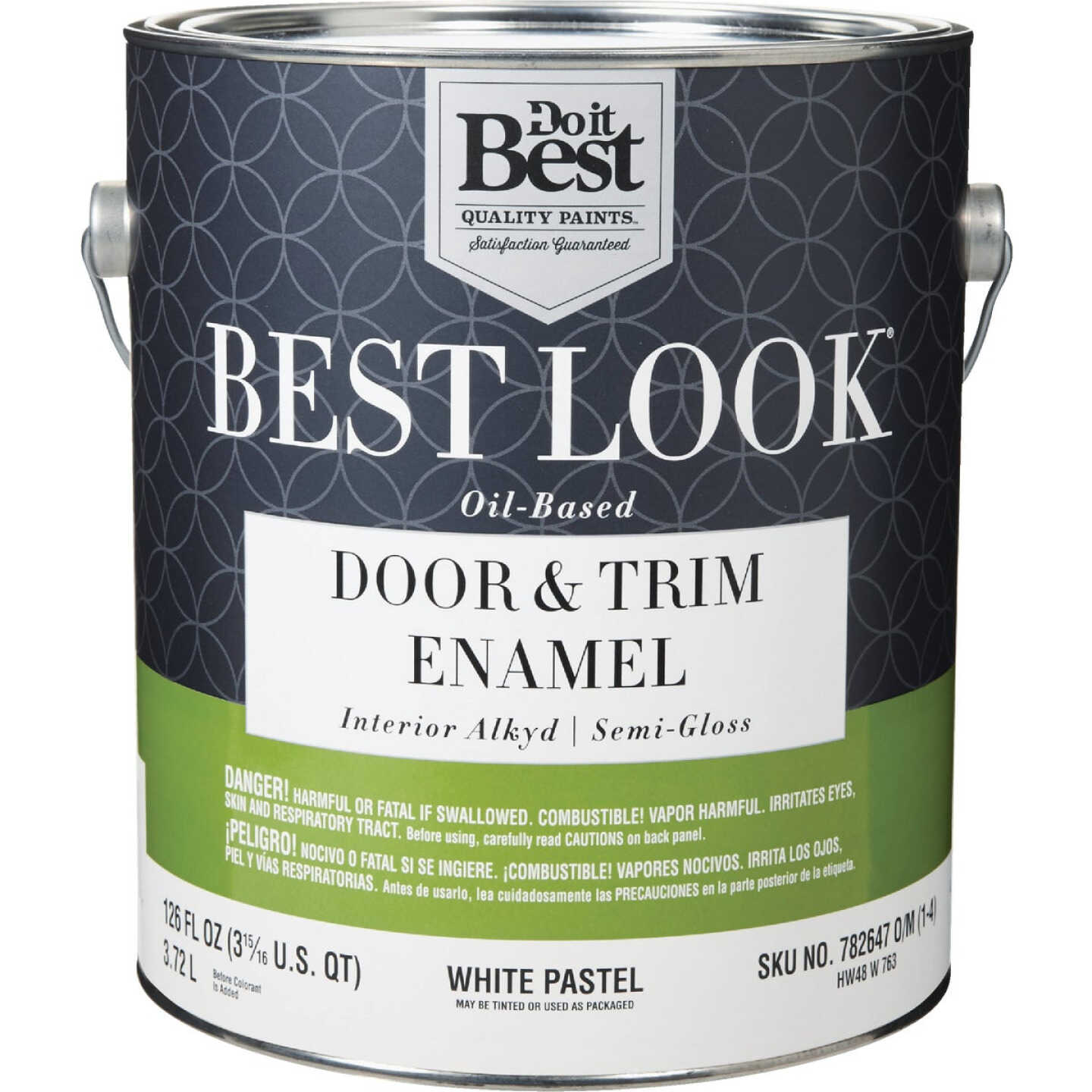 Best Look Alkyd/Oil Base Semi-Gloss Door & Trim Enamel Interior Wall Paint, White-Pastel Base, 1 Gal. Image 1