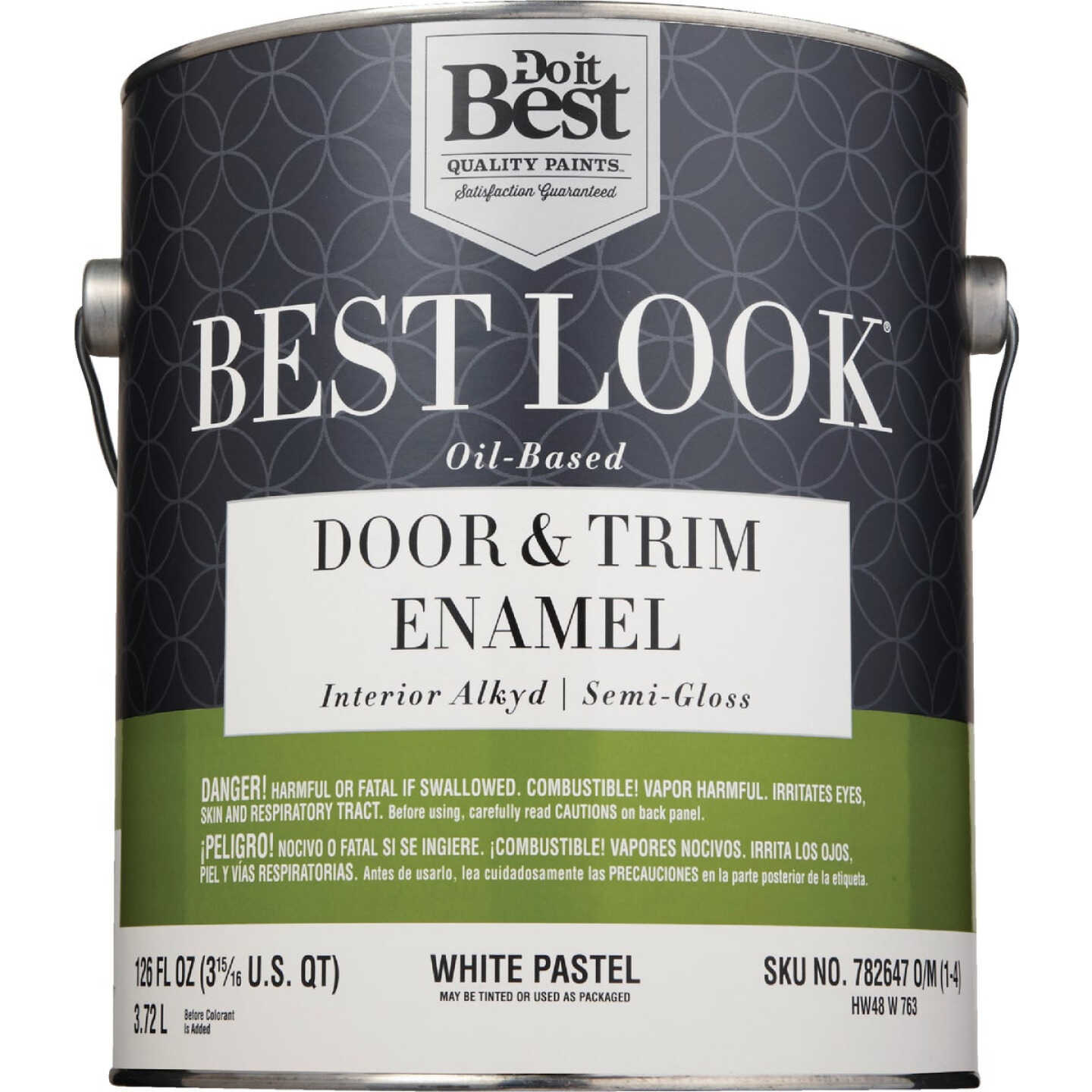 Best Look Alkyd/Oil Base Semi-Gloss Door & Trim Enamel Interior Wall Paint, White-Pastel Base, 1 Gal. Image 2