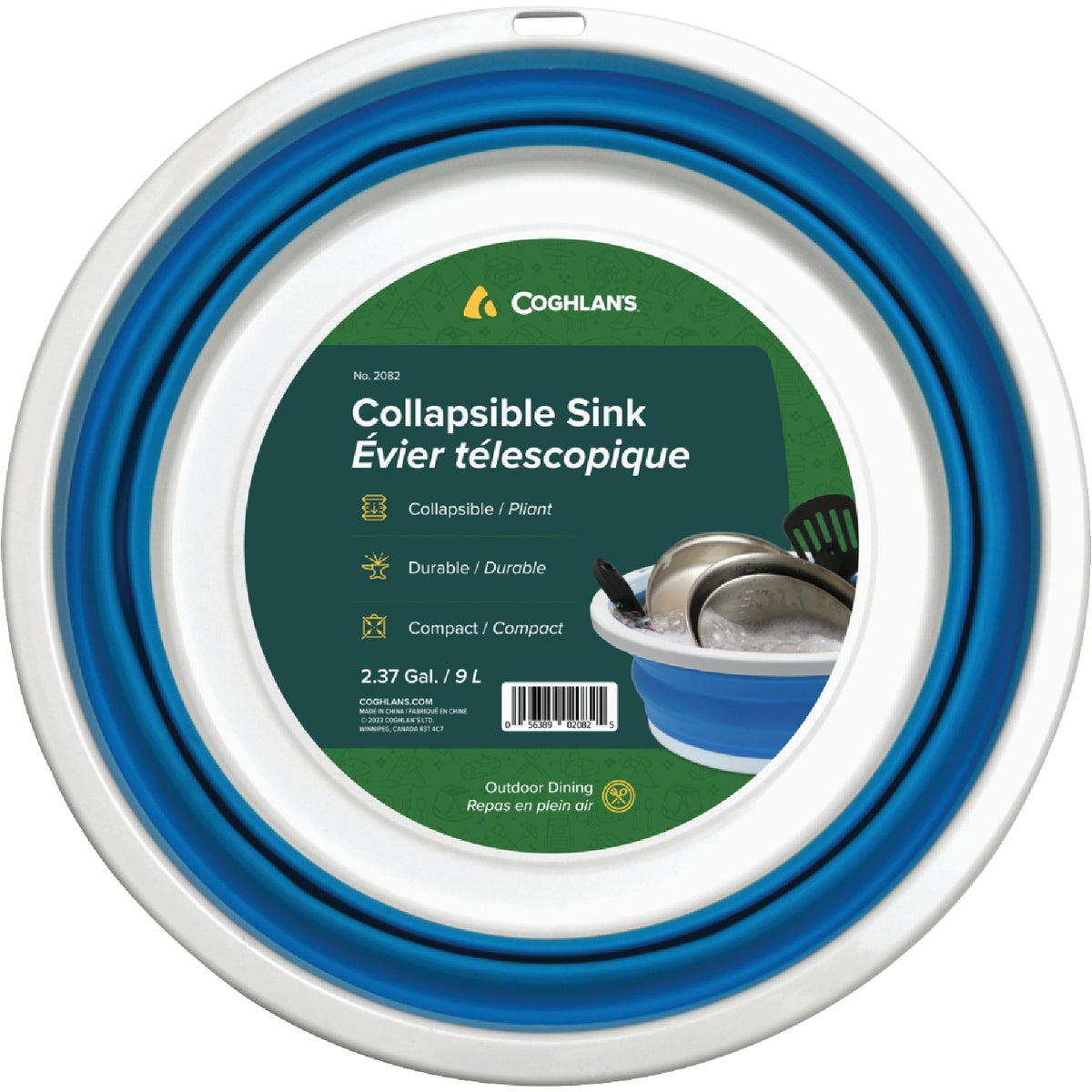 Coghlans 9 L. Blue & White Plastic Collapsible Sink