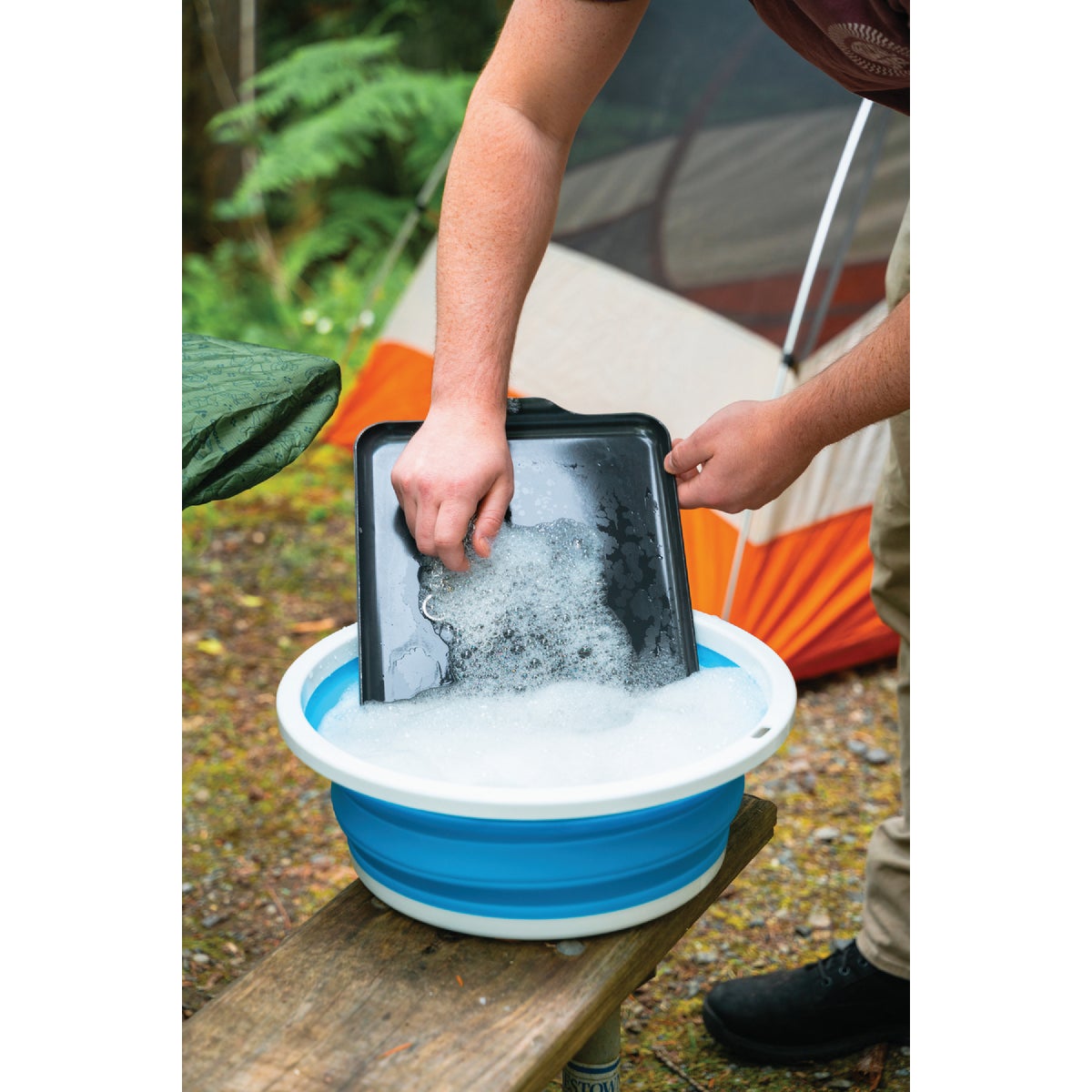 Coghlans 9 L. Blue & White Plastic Collapsible Sink Image 2