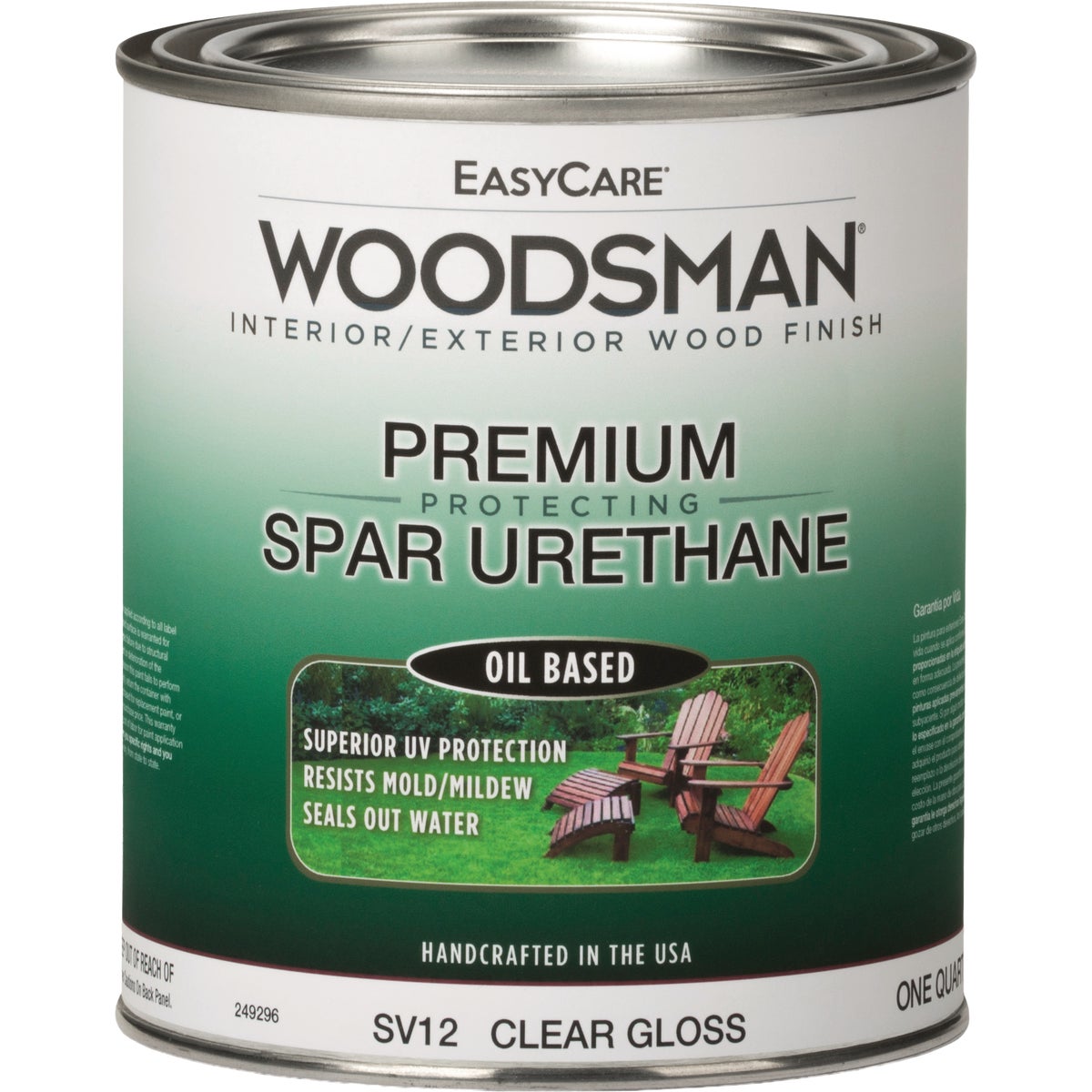 EasyCare Woodsman Gloss Indoor/Outdoor Spar Urethane Varnish, Clear, 1 Qt.