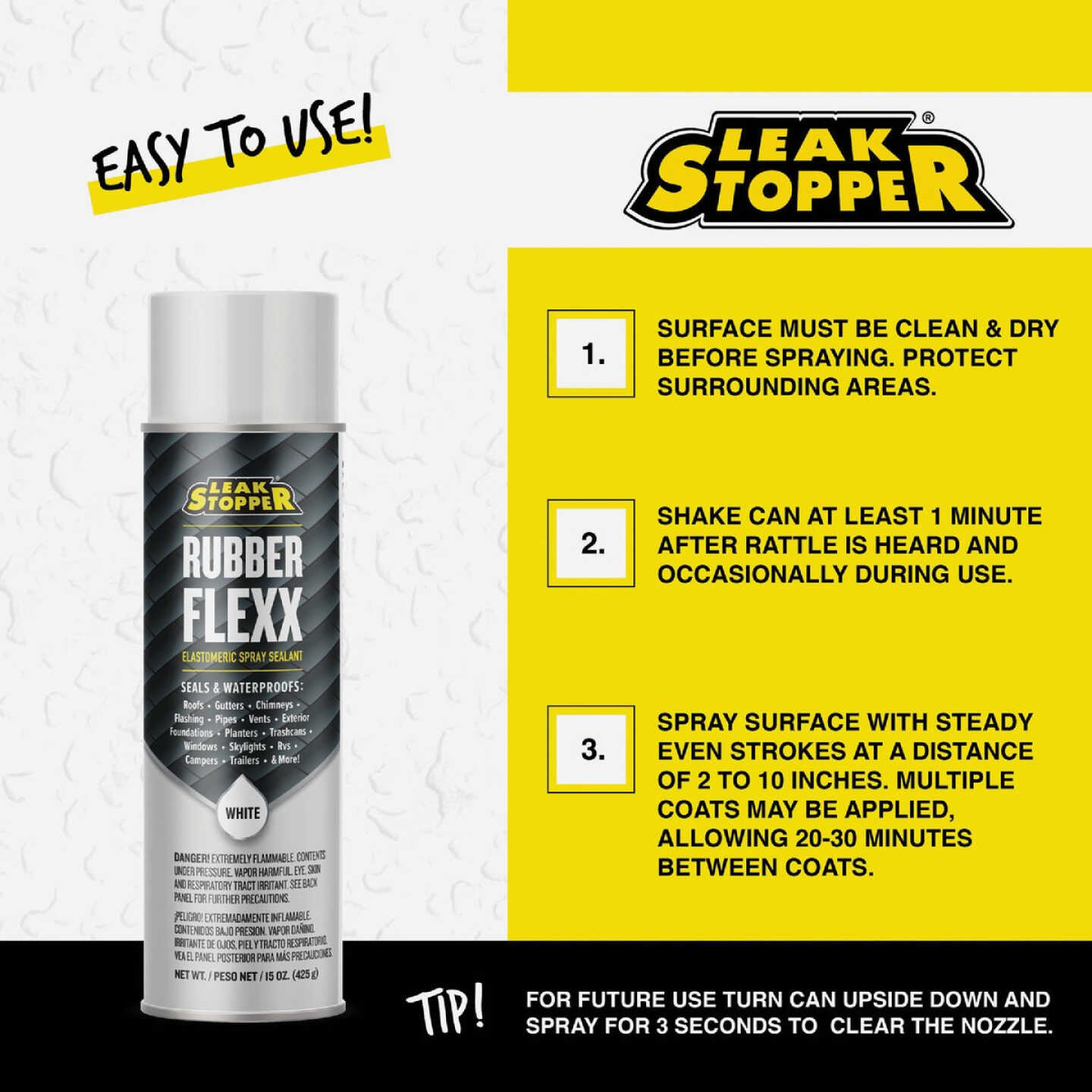 Black Jack Leak Stopper 15 Oz. White Rubber Flexx Spray Sealant Image 4