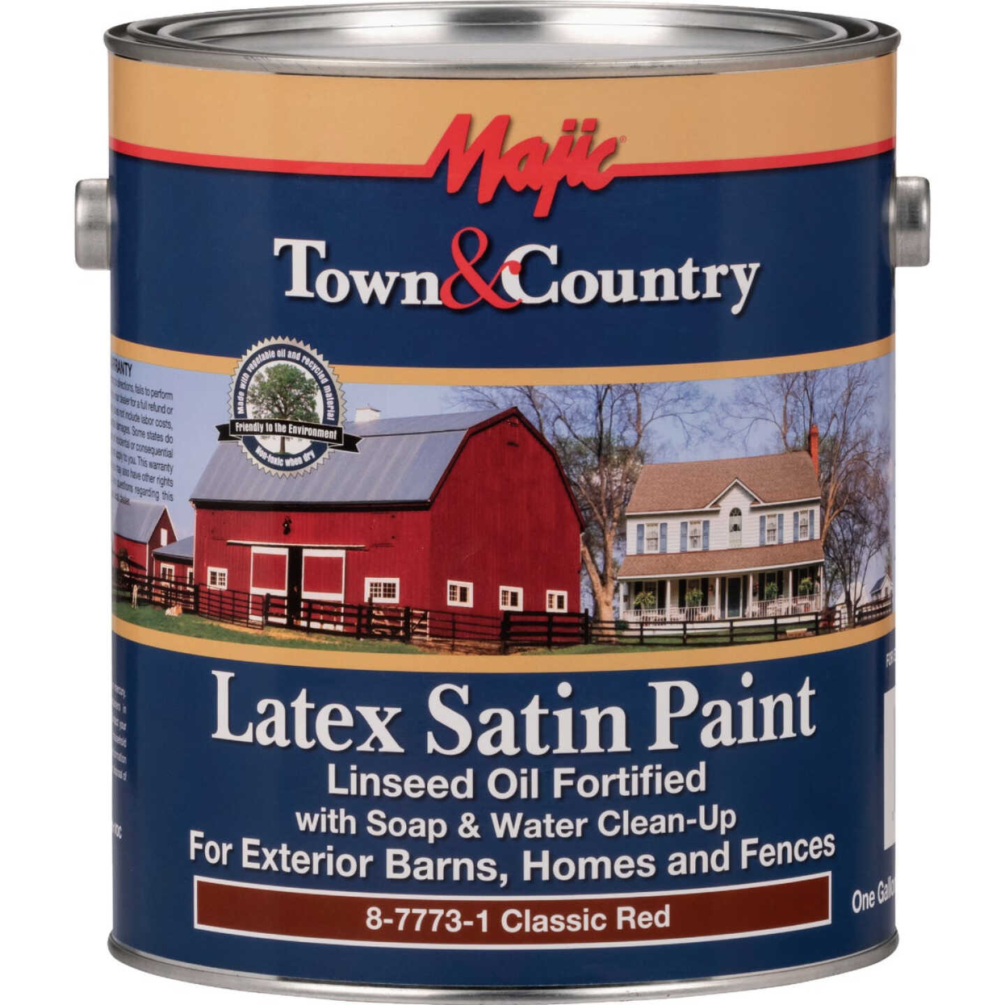 MAJIC Town & Country Exterior Latex Satin Paint, Classic Red, 1 Gal. Image 1