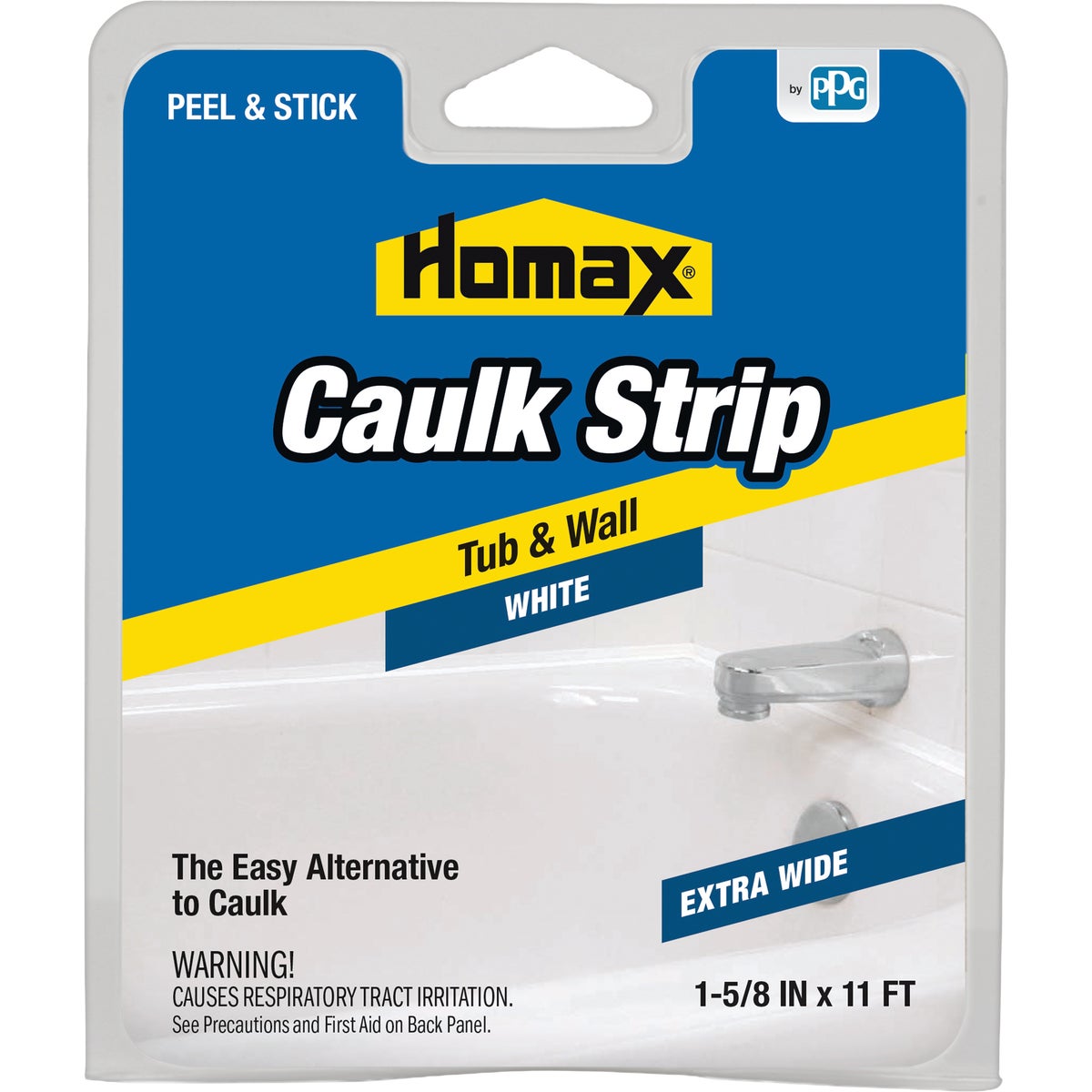 Homax 1-5/8 In. x 11 Ft. White Tub & Wall Caulk Strip Image 2