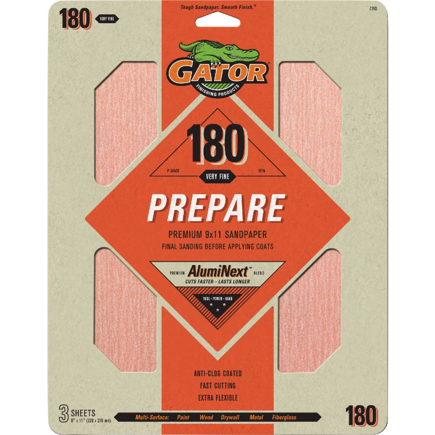 Gator 9 In. x 11 In. 180-Grit Sandpaper (3-Pack) Image 1