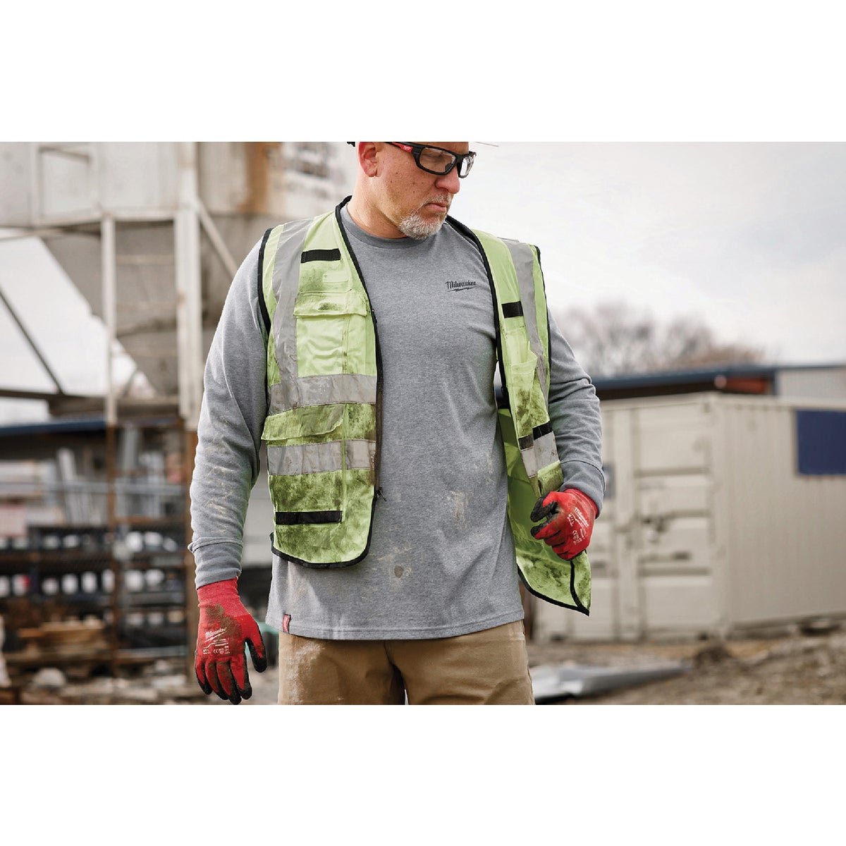 Milwaukee Large Gray Long Sleeve Unisex Hybrid Work Shirt Image 2