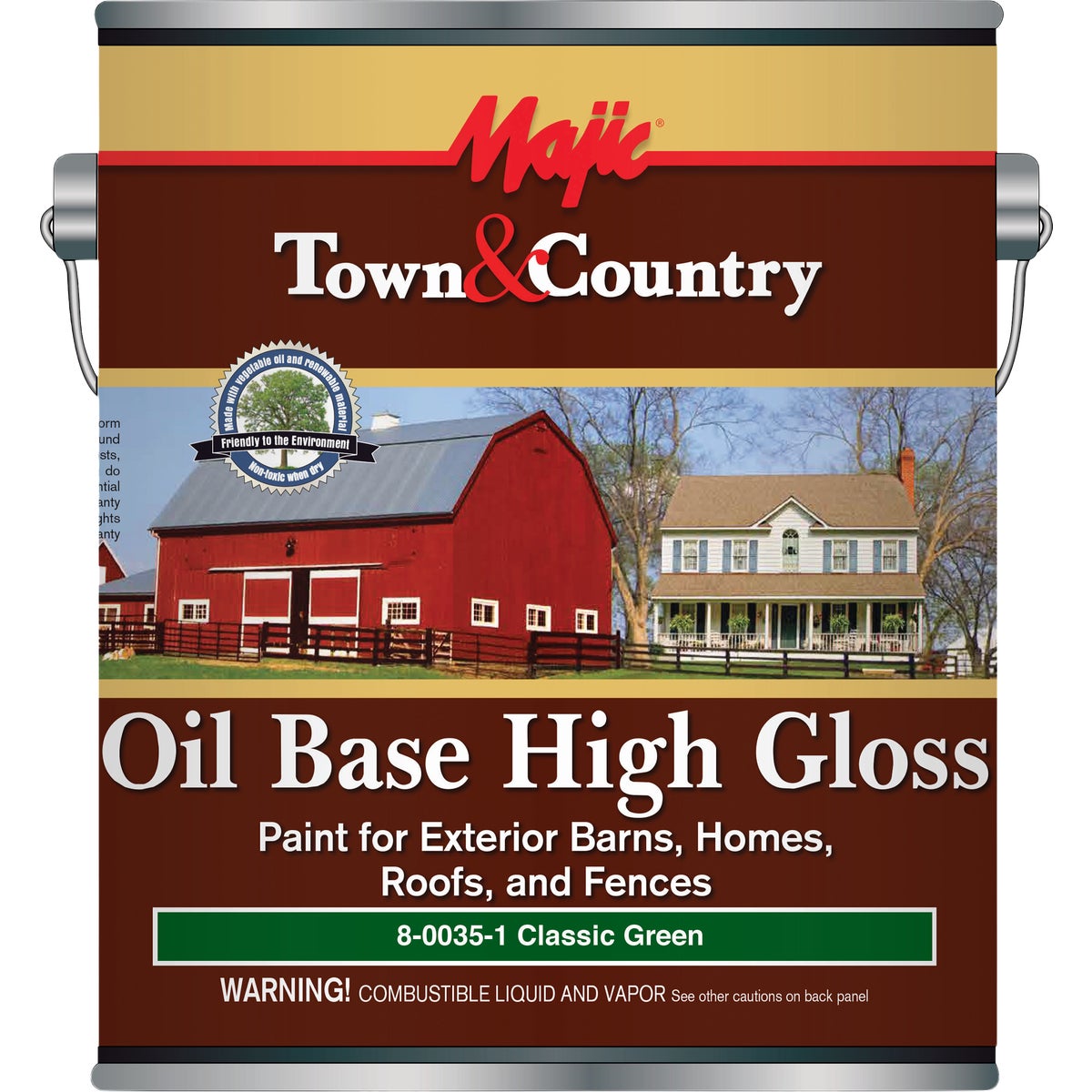Majic Town and Country Oil-Based High-Gloss Barn and Fence Paint, Green, 1 Gal.