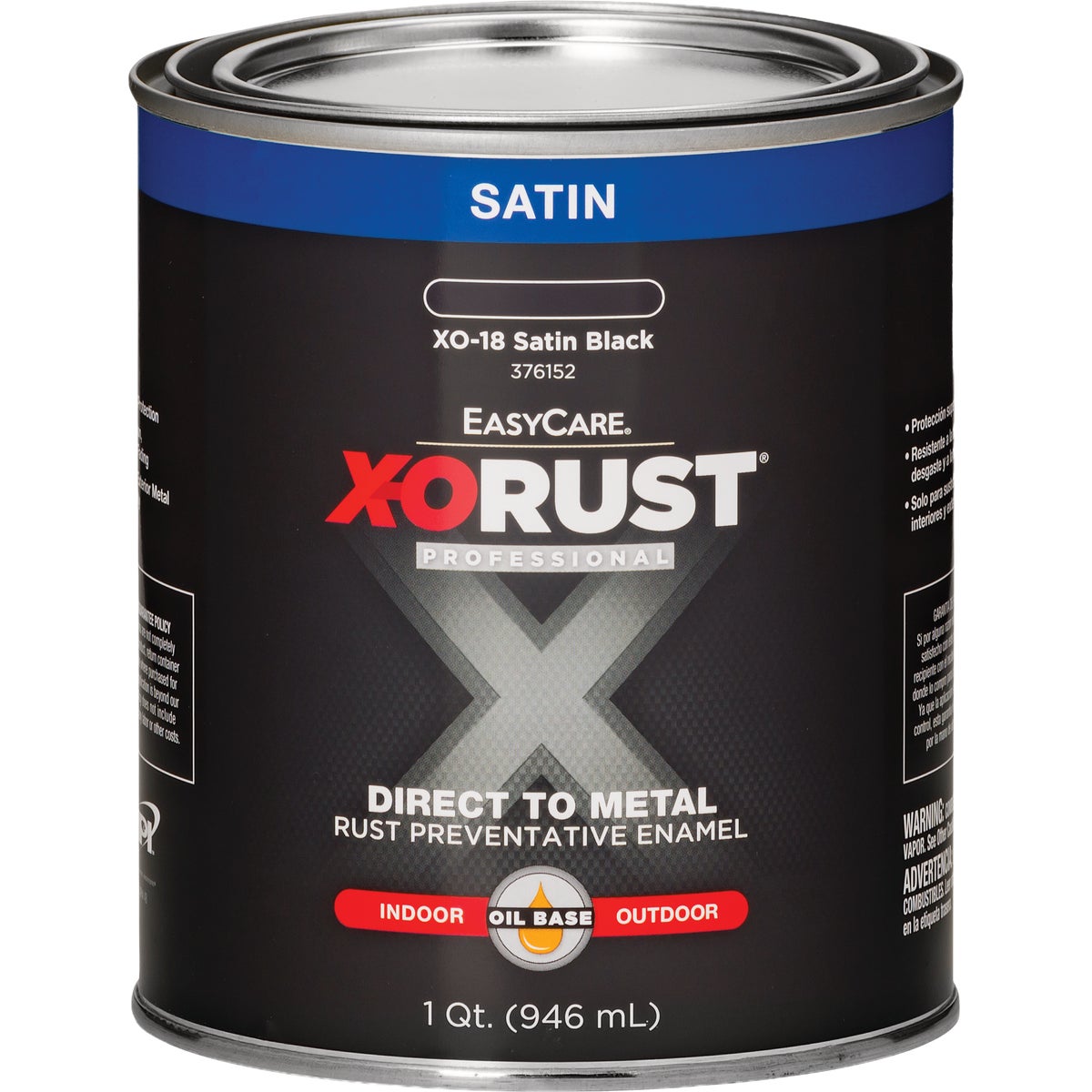 EasyCare X-O Rust Premium 1 Qt. Black Satin Anti-Rust Oil-Base Enamel