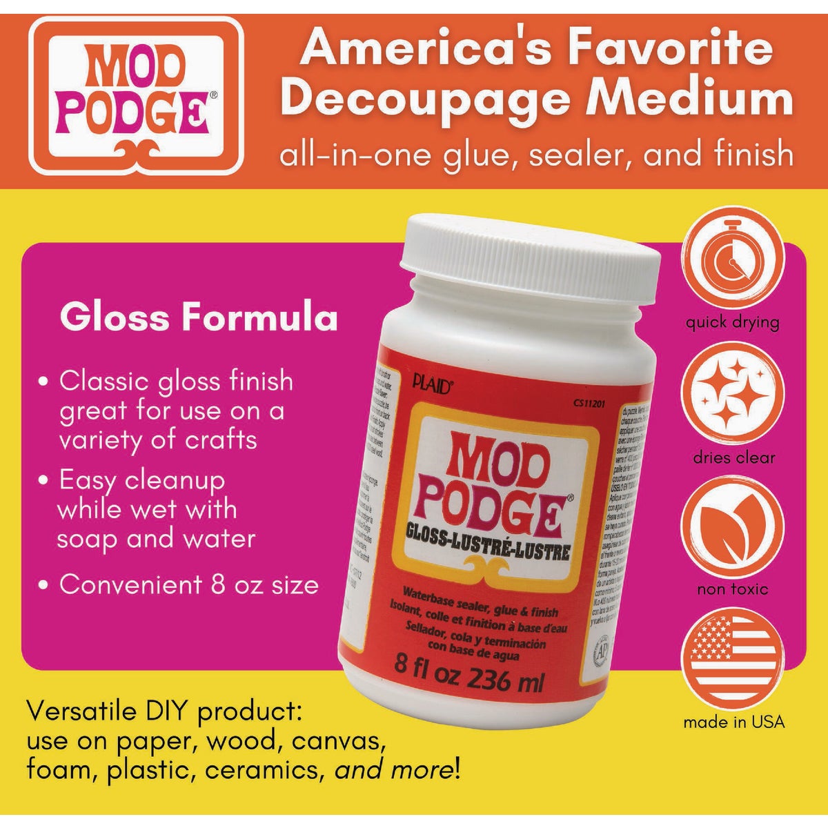 Mod Podge 8 Oz. Multi-Purpose Decoupage Glue, Gloss Image 3