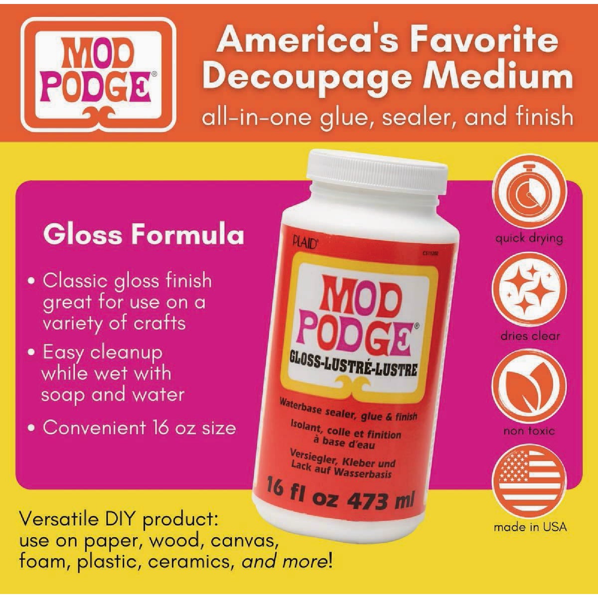Mod Podge 16 Oz. Multi-Purpose Decoupage Glue, Gloss Image 3