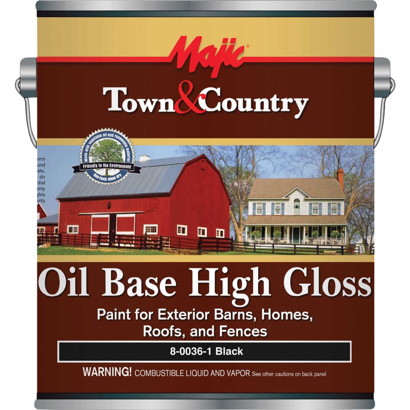Majic Town and Country Oil-Based High-Gloss Barn and Fence Paint, Black, 1 Gal. Image 1