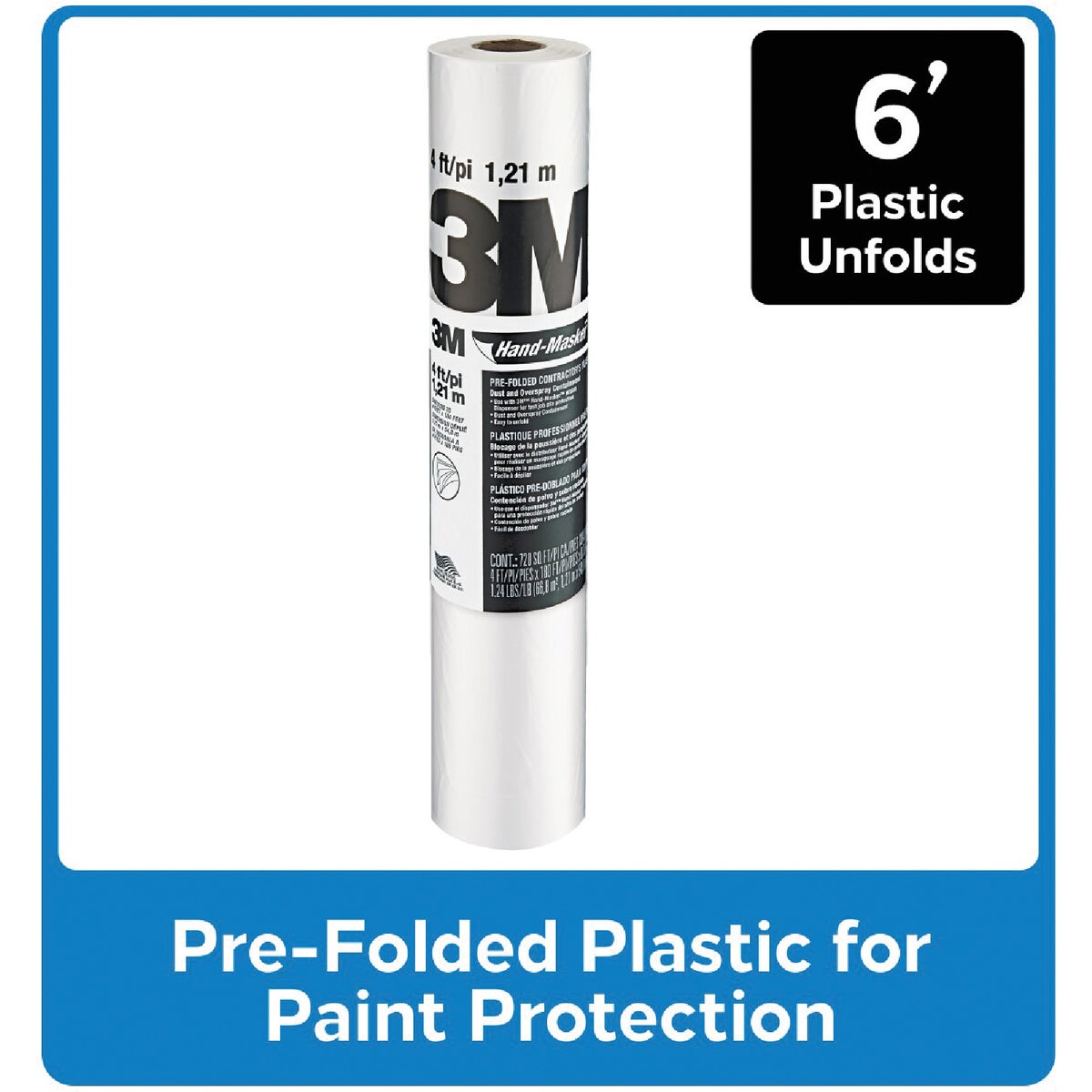 3M Hand Masker 6 Ft. x 90 Ft. Contractor's Plastic Drop Cloth