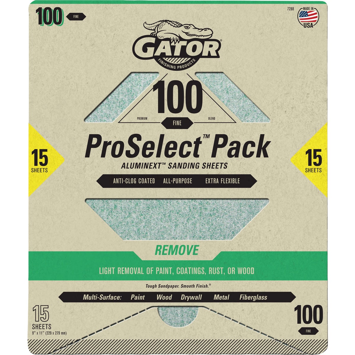 Gator Grit 9 In. x 11 In. Coarse Premium Sanding Sheet, 100 Grit (15-Pack)