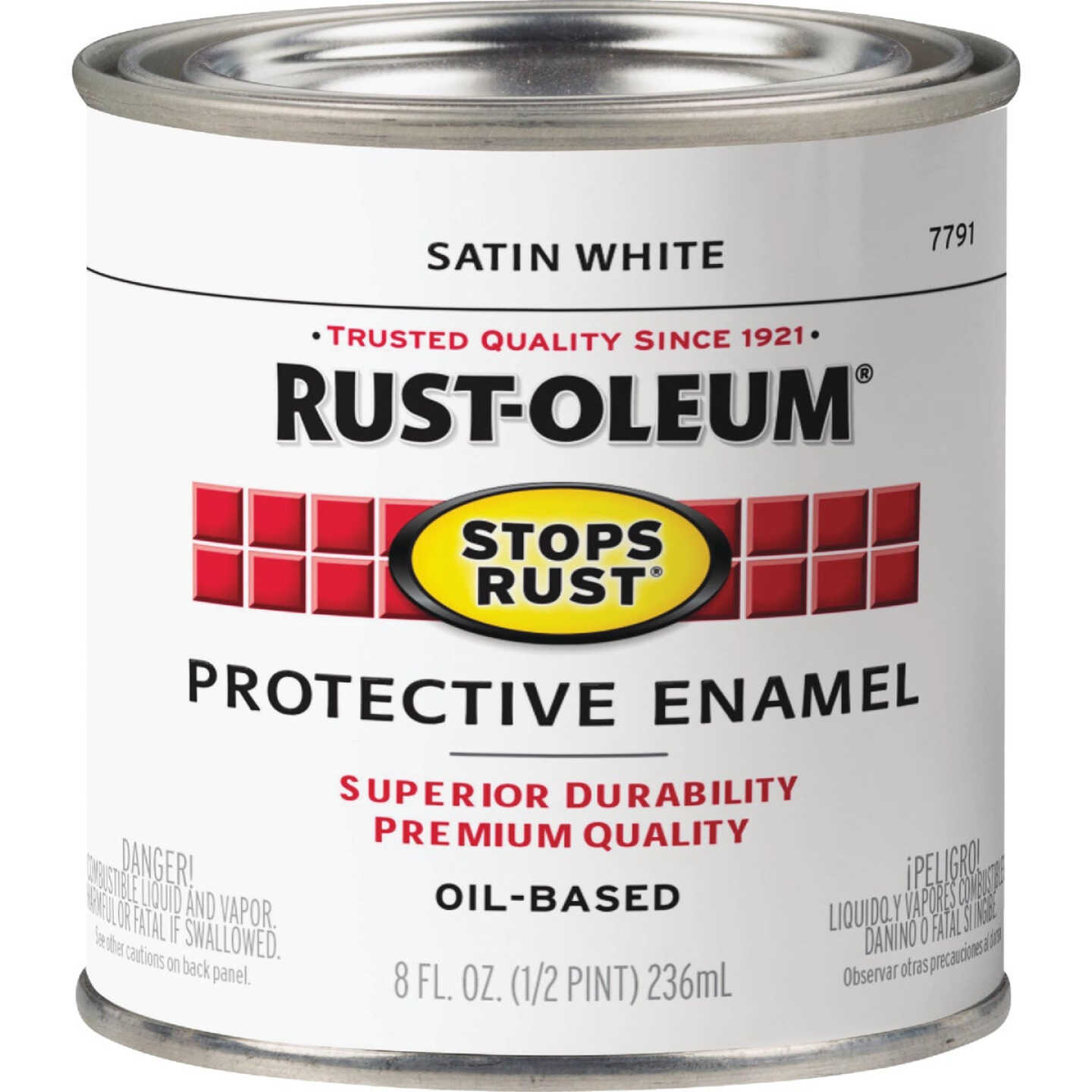 Rust-Oleum Stops Rust Oil Based Satin Protective Rust Control Enamel, White, 1/2 Pt. Image 7