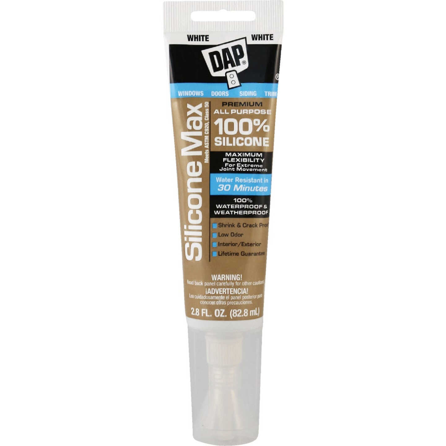 DAP Silicone Max 2.8 Oz. White Premium All Purpose 100% Silicone Sealant Image 1