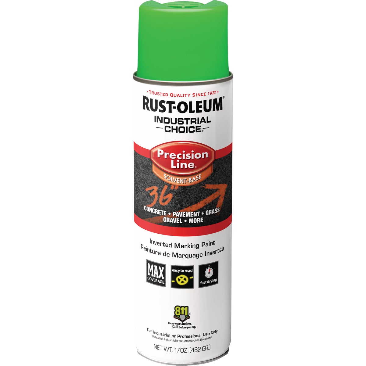 Rust-Oleum Industrial Choice Precision Line 17 Oz. Fluorescent Green Inverted Marking Paint Image 2