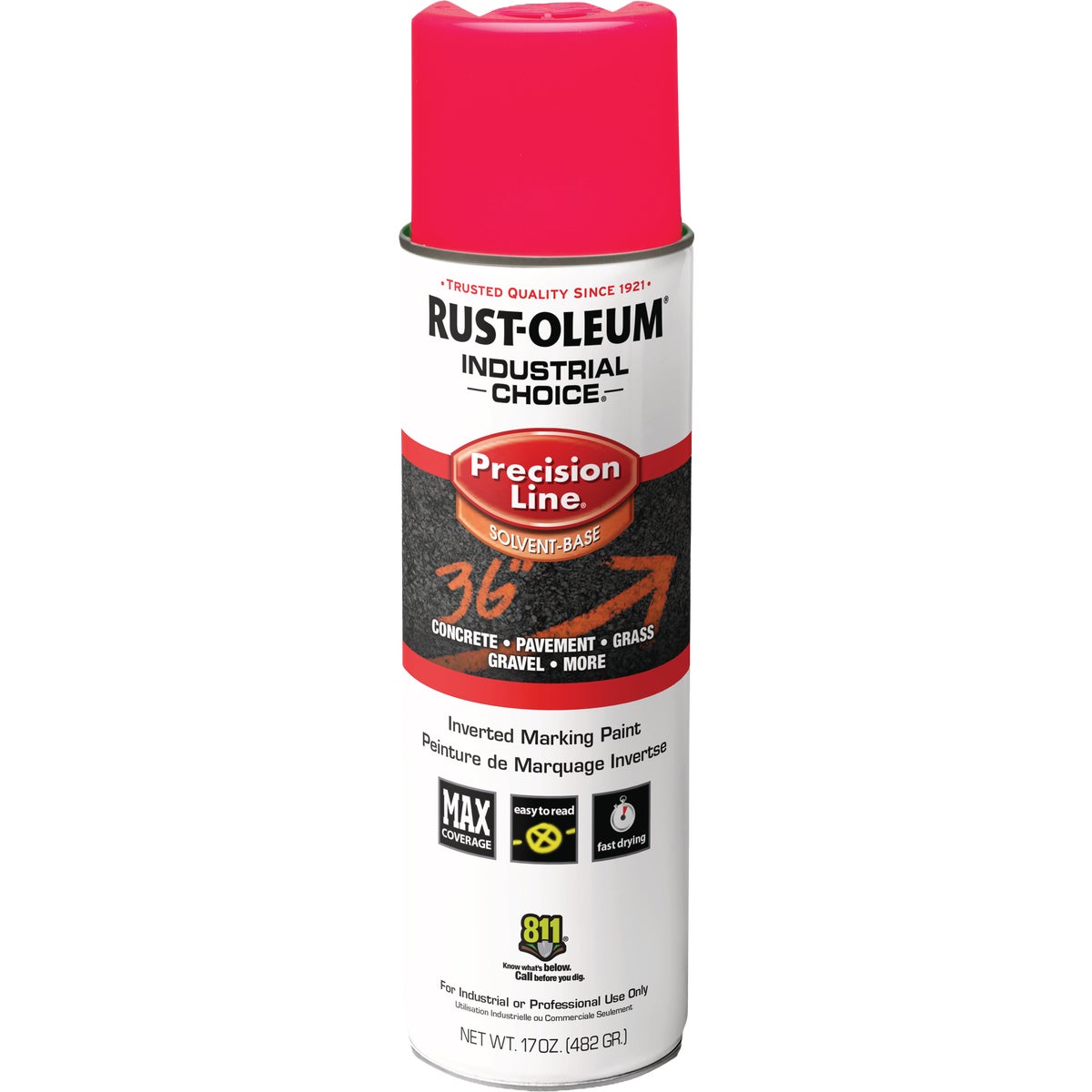 Rust-Oleum Industrial Choice Precision Line 17 Oz. Fluorescent Pink Inverted Marking Paint Image 2