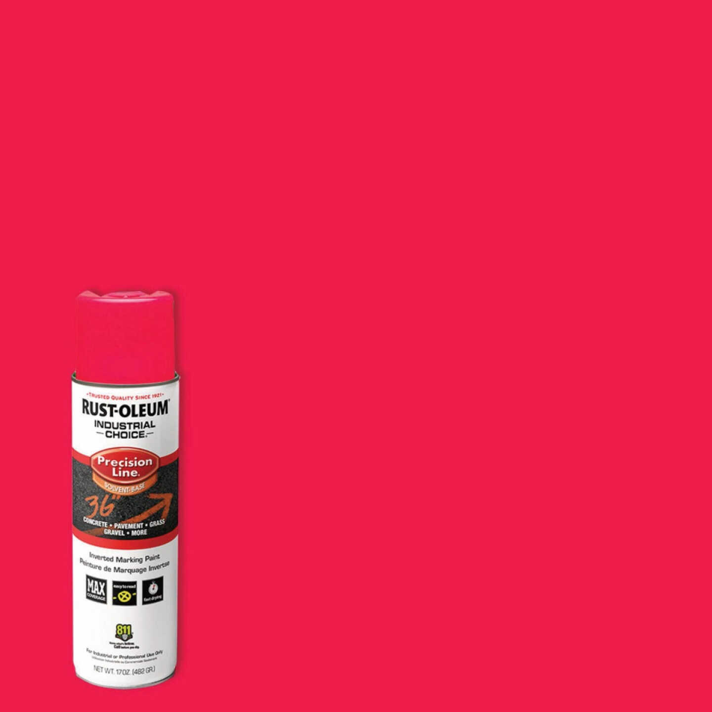 Rust-Oleum Industrial Choice Precision Line 17 Oz. Fluorescent Pink Inverted Marking Paint Image 1