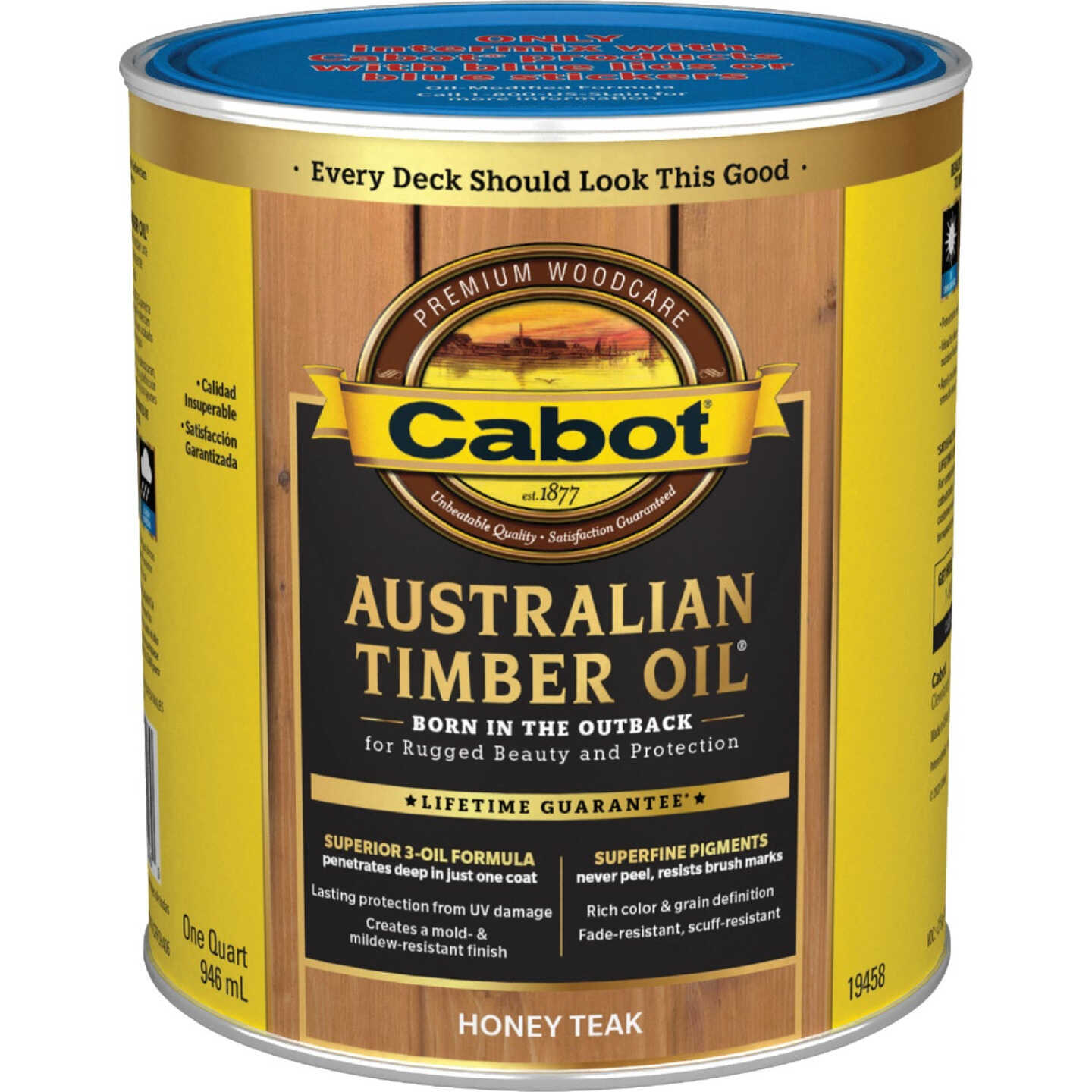 Cabot Australian Timber Oil Low VOC, Honey Teak, 1 Qt. Image 7