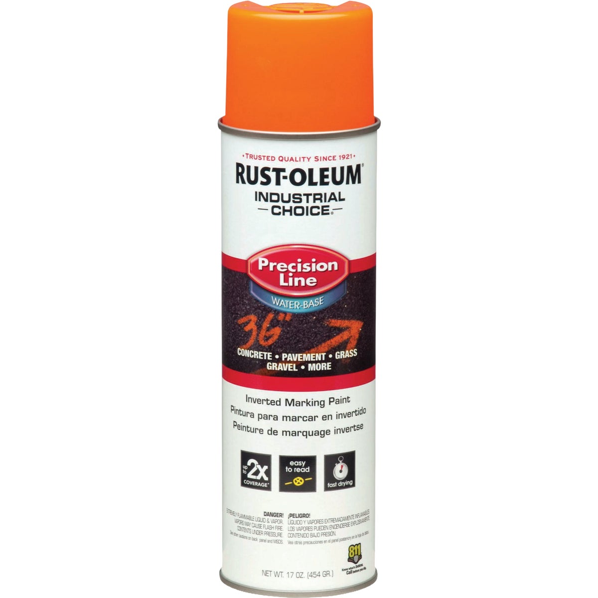 Rust-Oleum Industrial Choice Precision Line 17  Oz. Fluorescent Orange Inverted Marking Spray Paint Image 2