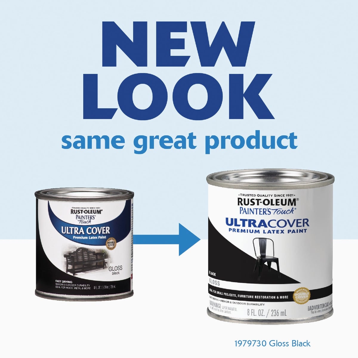 Rust-Oleum Painter's Touch 2X Ultra Cover Premium Latex Paint, Black Gloss, 1/2 Pt. Image 2
