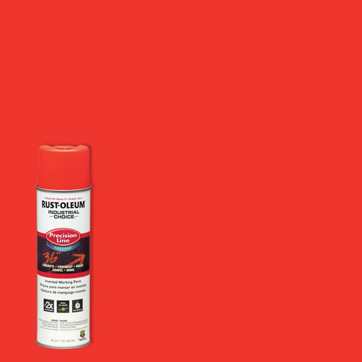 Rust-Oleum Industrial Choice Precision Line 17 Oz. Fluorescent Red Orange Inverted Marking Spray Paint