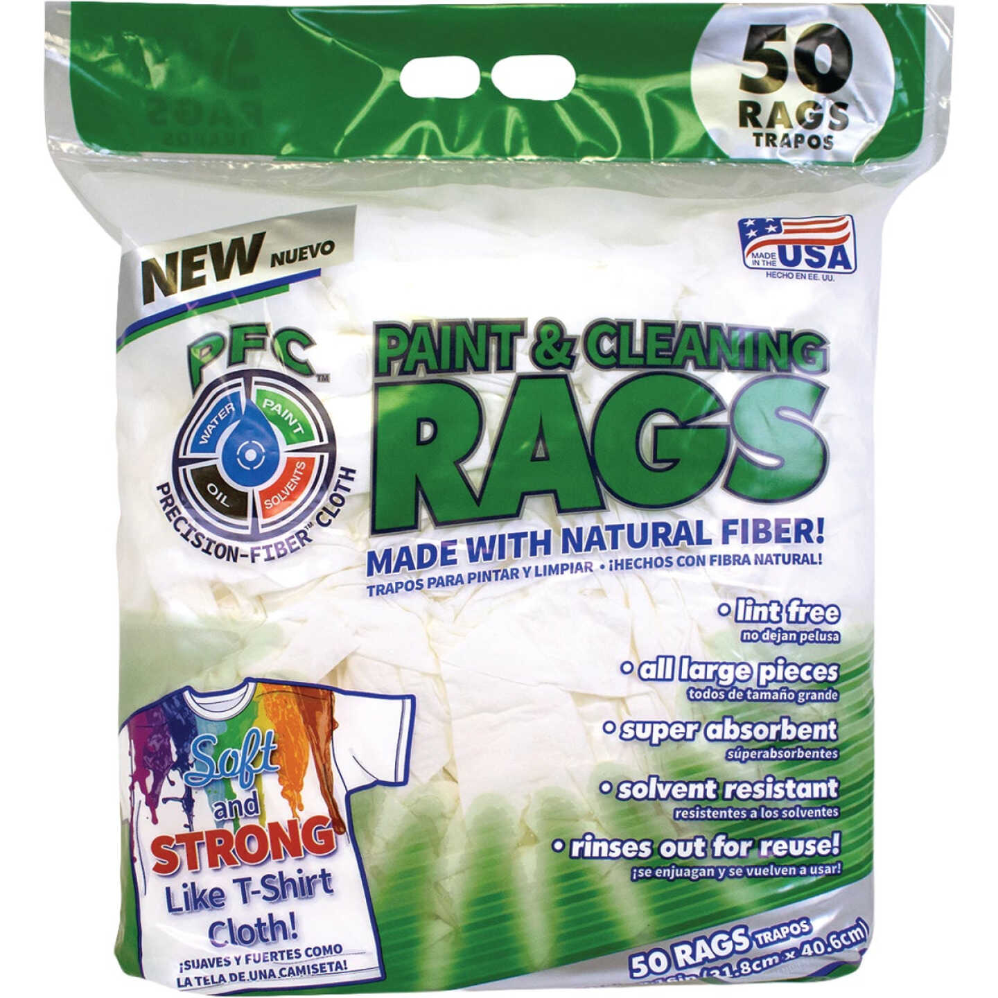 Intex 12.5 In. x 16 In. White Fiber Rags (50-Count) Image 1