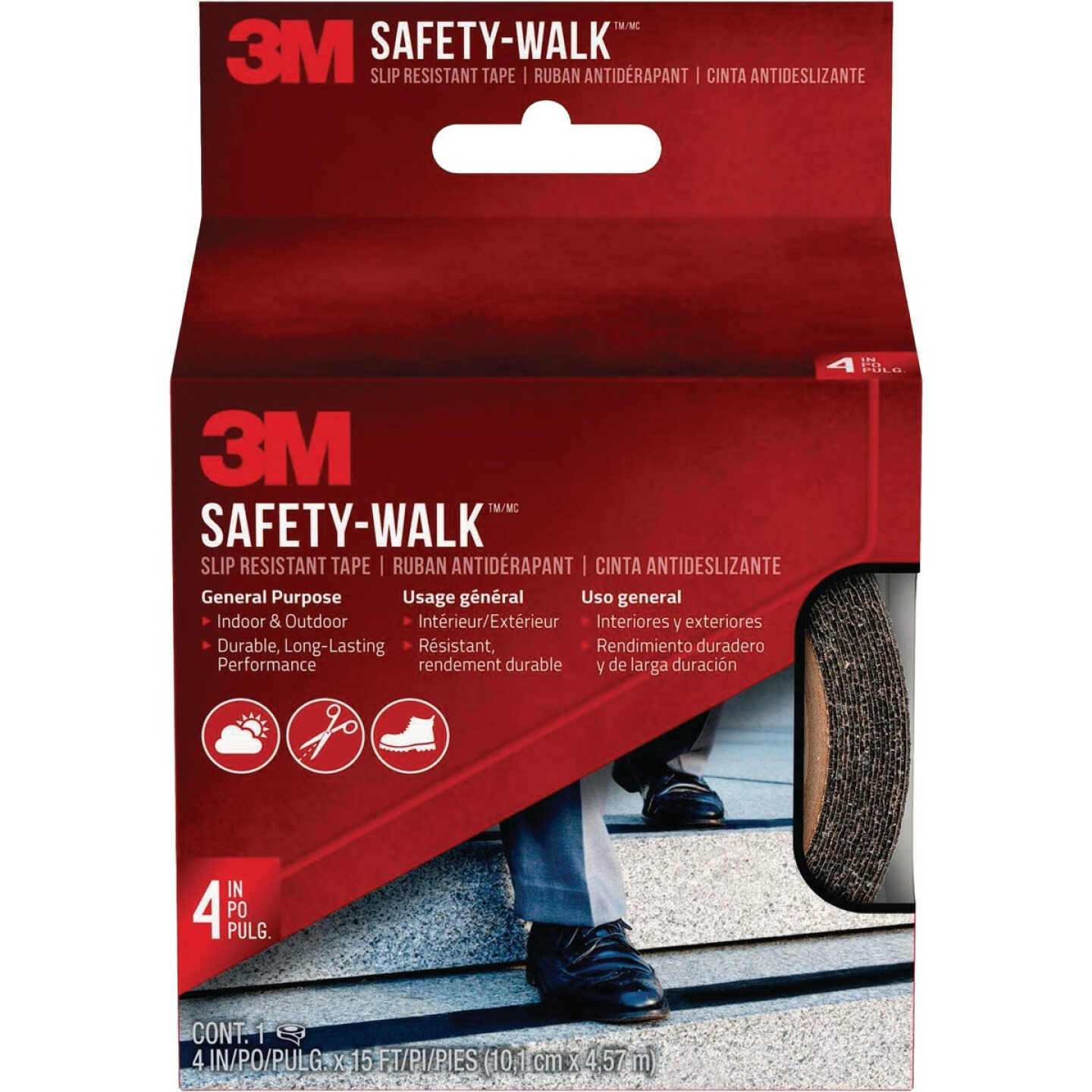 3M Safety-Walk 4 In. x 15 Ft. Black Slip Resistant Tape Image 1