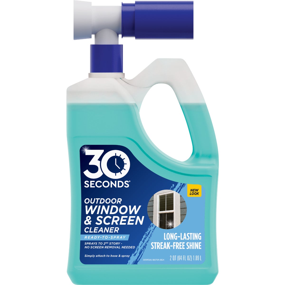 30 Seconds Outdoor Window and Screen Cleaner with Hose End, 64 Oz.