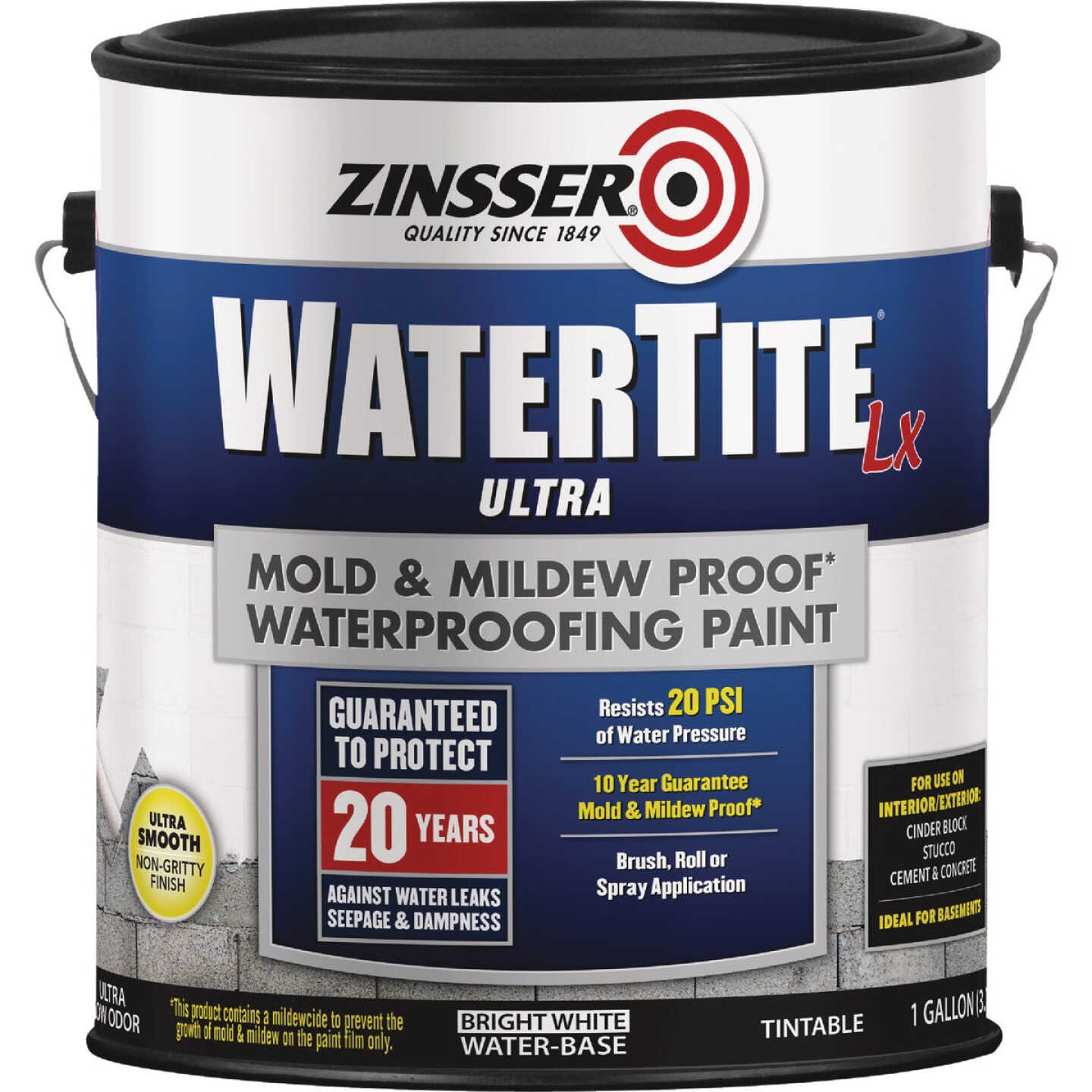 Zinsser WaterTite LX Ultra Mold & Mildew Proof Waterproofing Paint, 1 Gal. Image 1