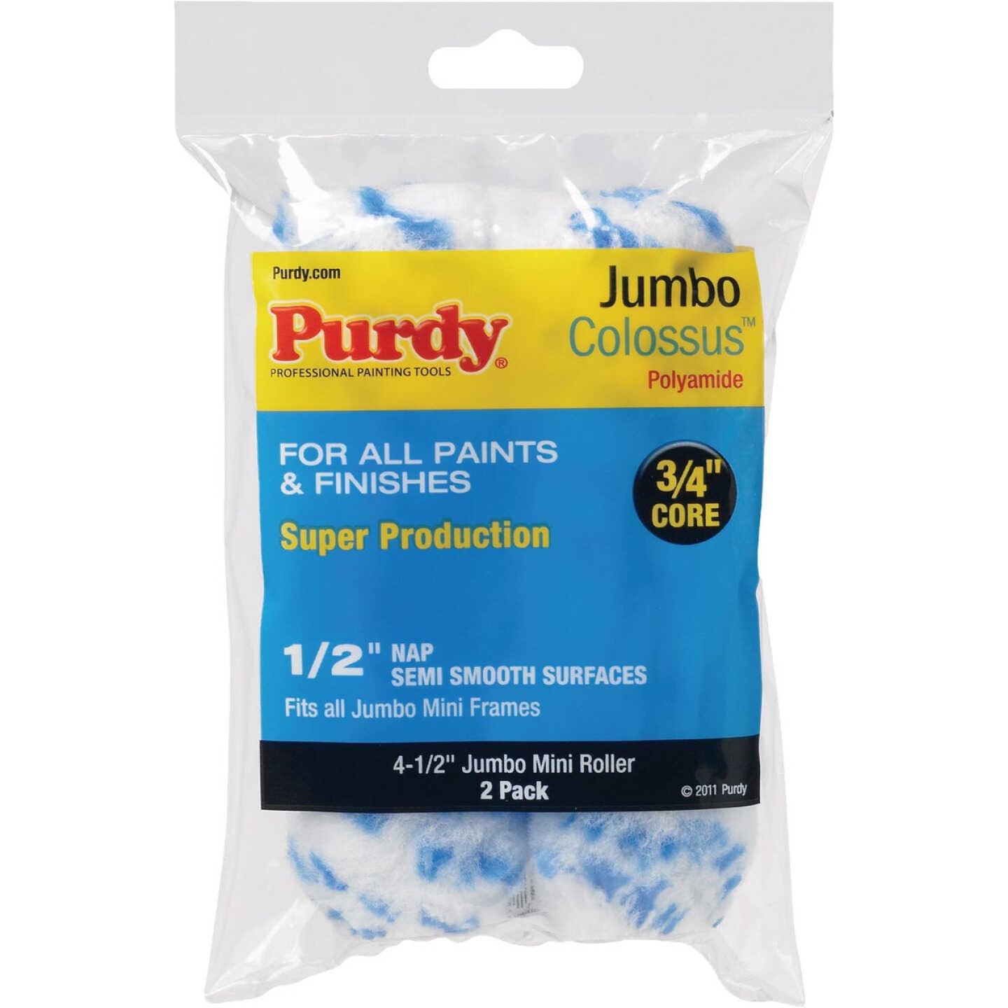 Purdy Colossus Jumbo Mini Roller Cover, 4-1/2 In. x 1/2 In. (2-Pack) Image 1