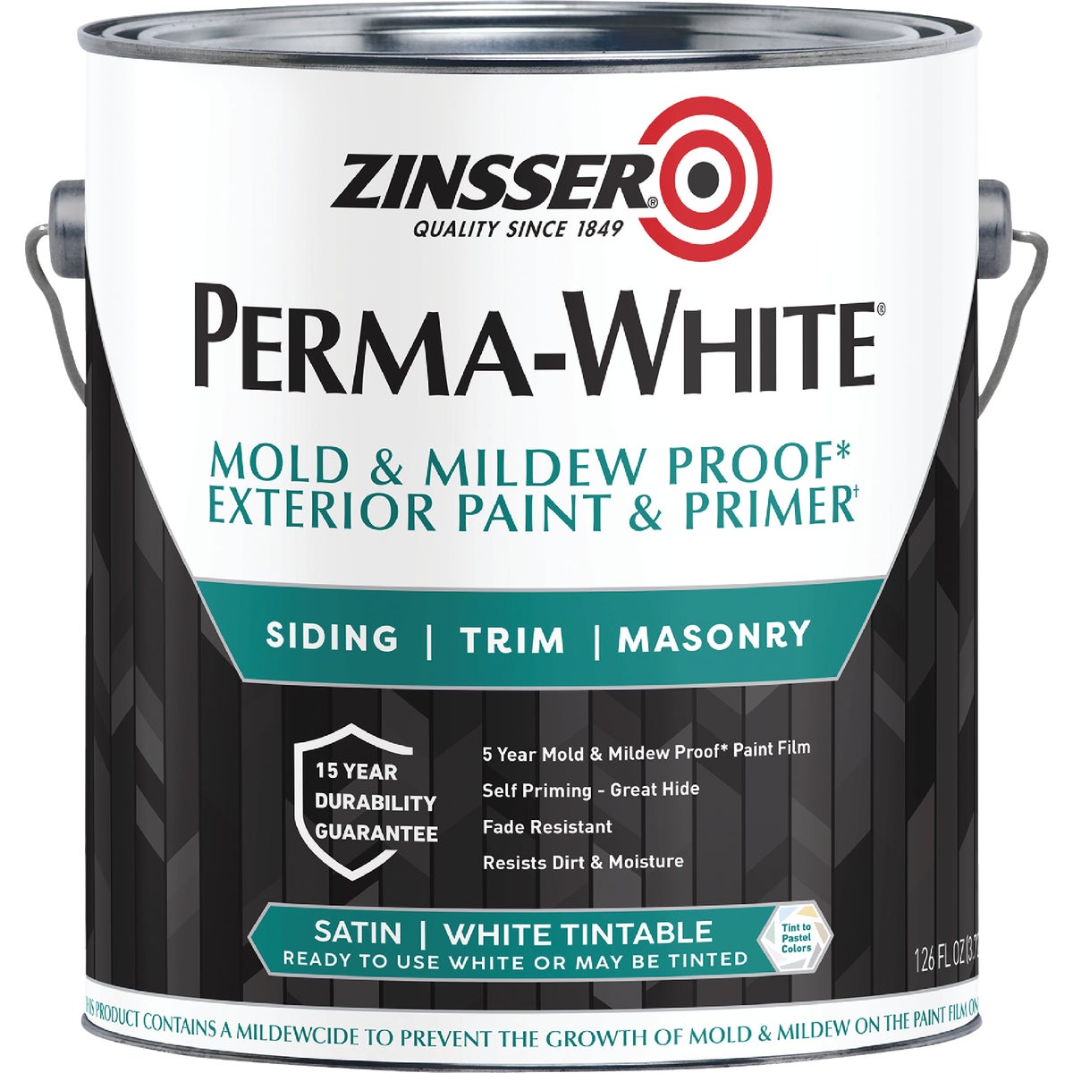 Zinsser Perma-White White-Tintable Satin Gallon Mildew Paint Image 2