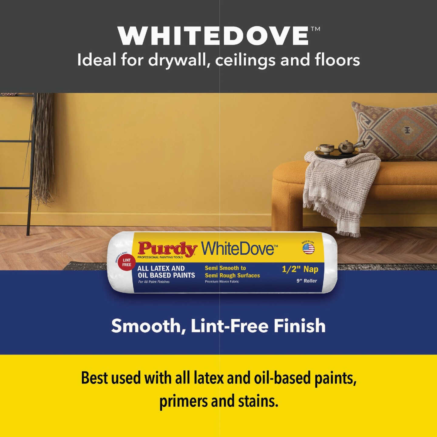 Purdy White Dove 7 In. x 3/8 In. Woven Fabric Roller Cover Image 2
