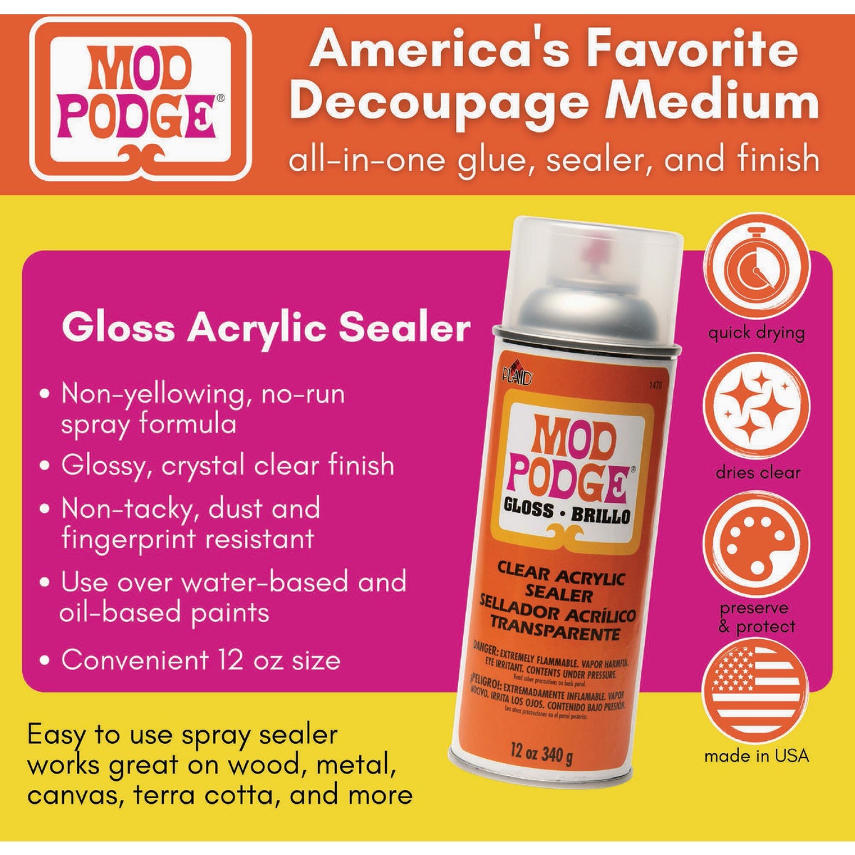 Mod Podge 12 Oz. Clear Acrylic Sealer Spray, Gloss Image 3
