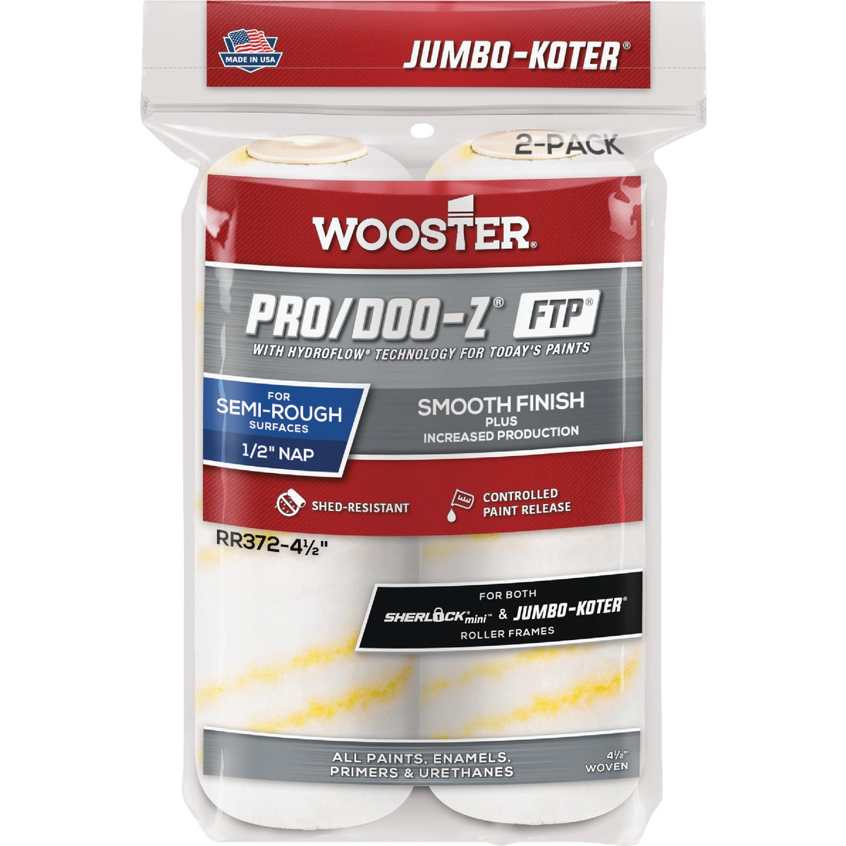 Wooster Jumbo-Koter Pro/Doo-Z FTP 4-1/2 In. x 1/2 In. Woven Roller Cover (2-Pack) Image 1