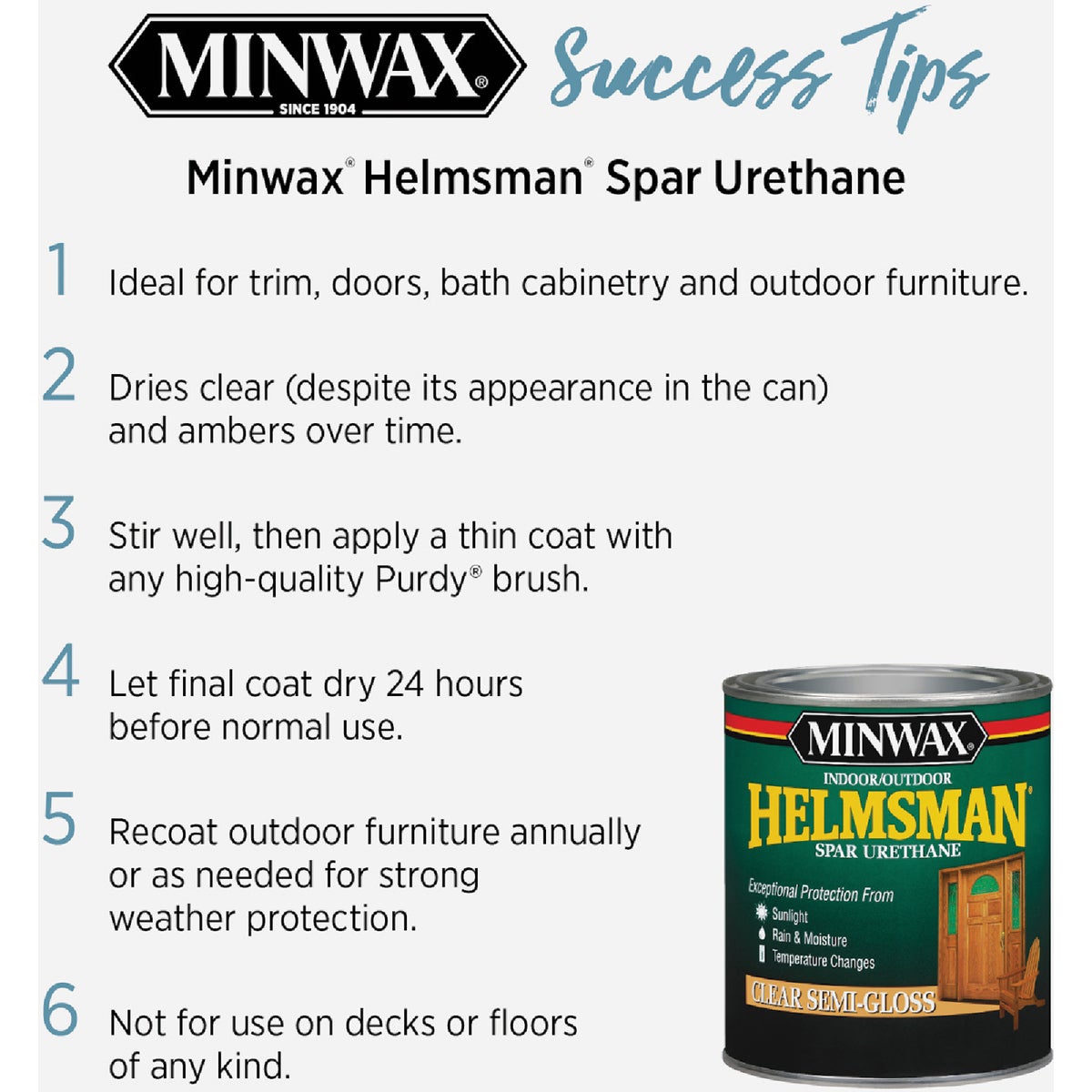Minwax Helmsman Semi-Gloss Clear Spar Urethane, 1 Gal. Image 7