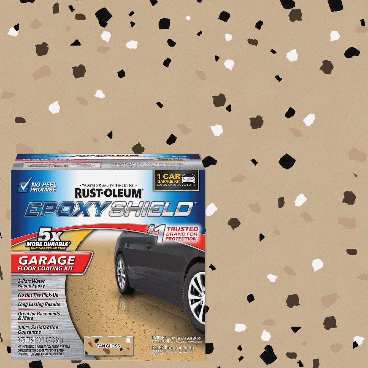 Rust-Oleum EPOXYSHIELD Gloss Garage Floor Coating Kit, Tan, 120 Oz. Image 1