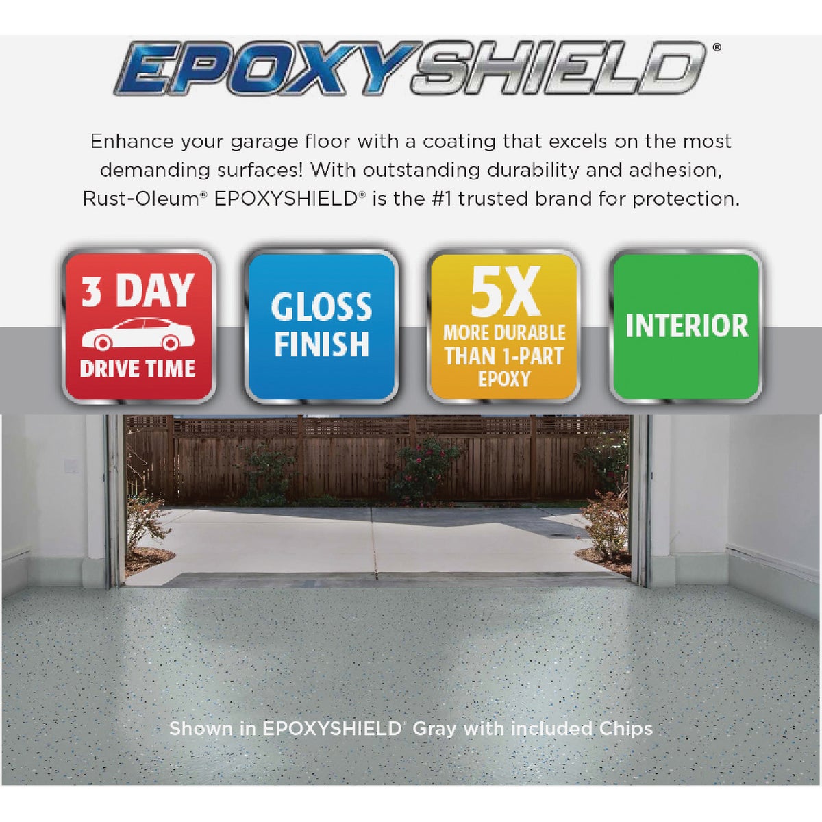 Rust-Oleum EPOXYSHIELD Gloss Garage Floor Coating Kit, Tan, 120 Oz. Image 2