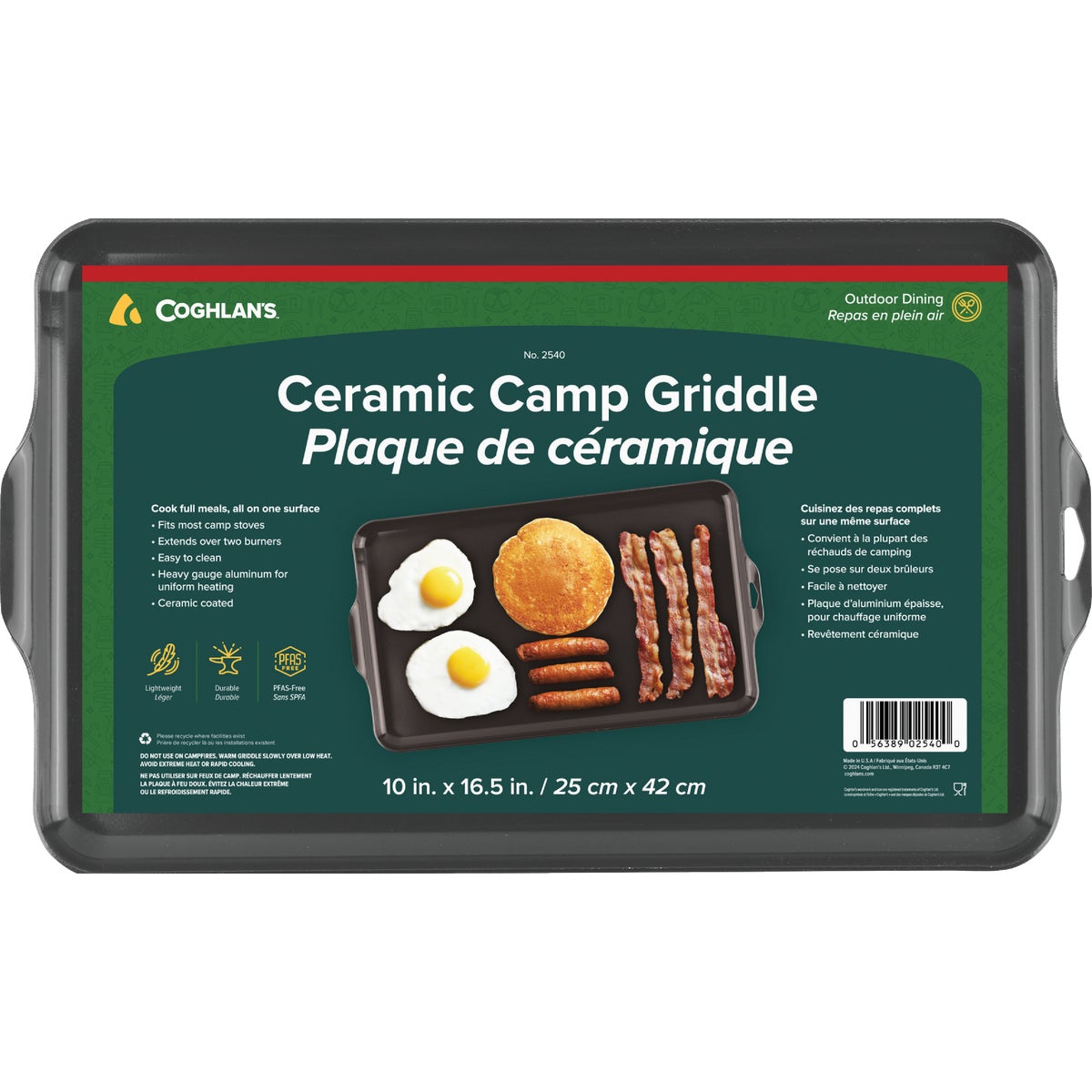 Coghlans 10 In. x 16.5 In. Non-Stick Aluminum 2-Burner Camp Stove Griddle