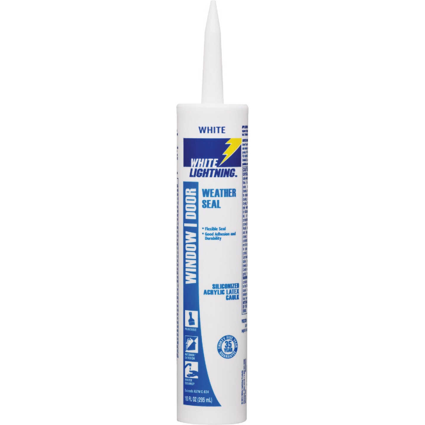 White Lightning 10 Oz. Weather Seal Window and Door Siliconized Acrylic Latex Caulk Image 1